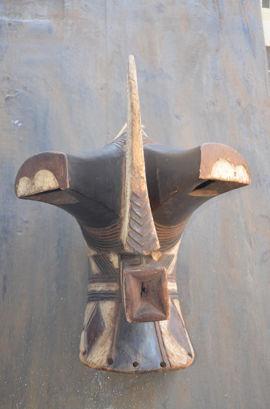 Songye Kifwebe Mask | Large Striped Wood Spirit Art | DR Congo