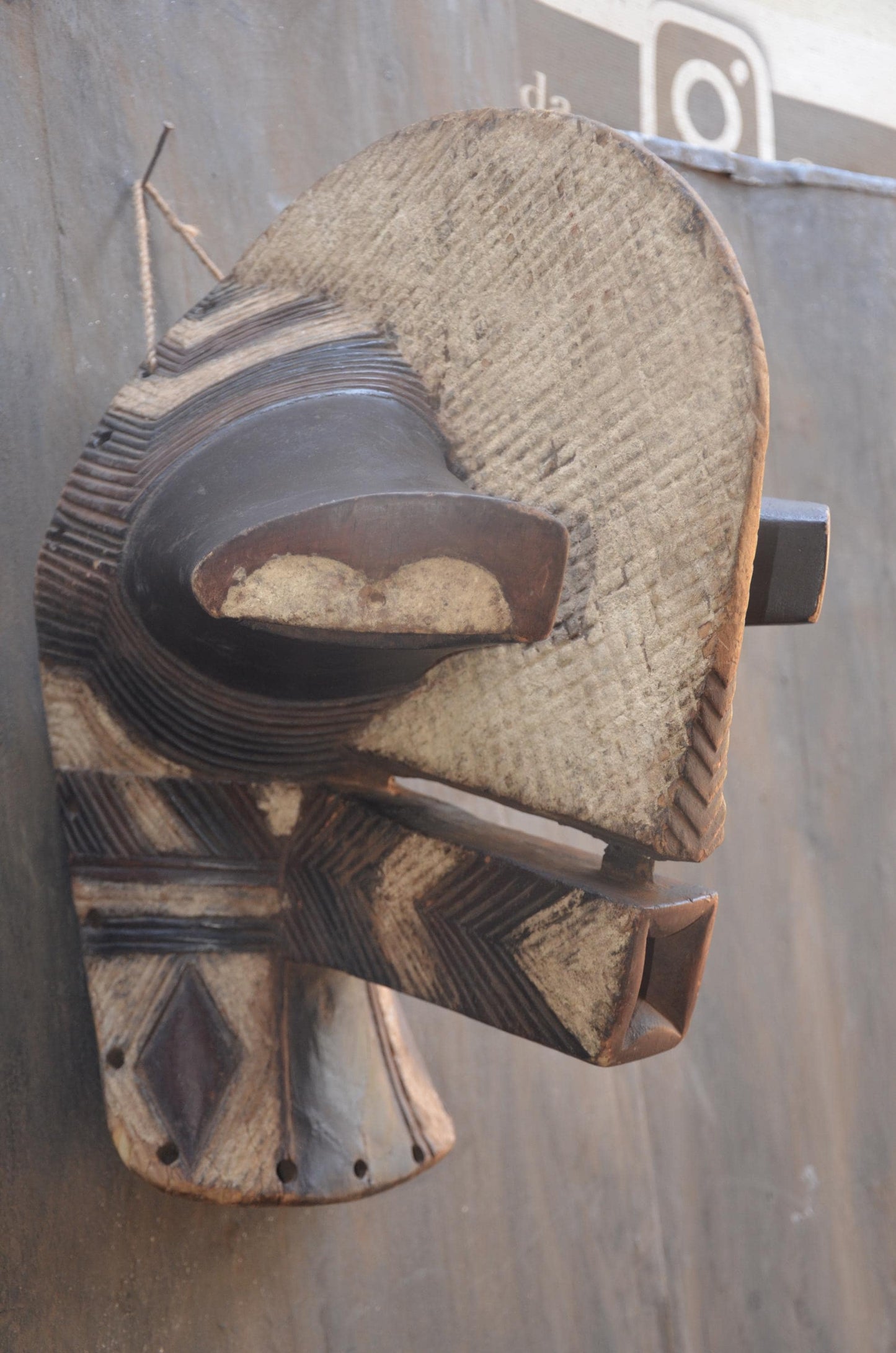 Songye Kifwebe Mask | Large Striped Wood Spirit Art | DR Congo