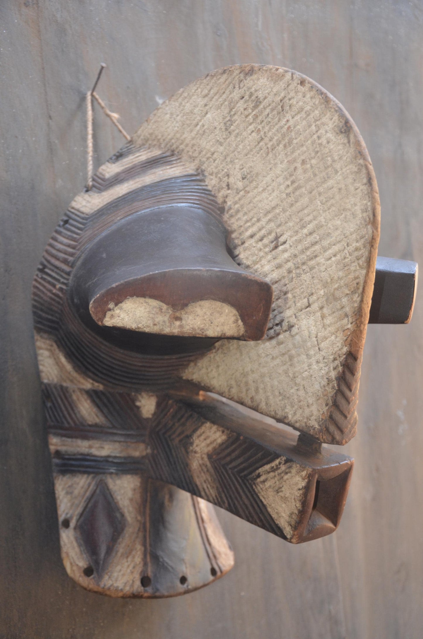 Songye Kifwebe Mask | Large Striped Wood Spirit Art | DR Congo