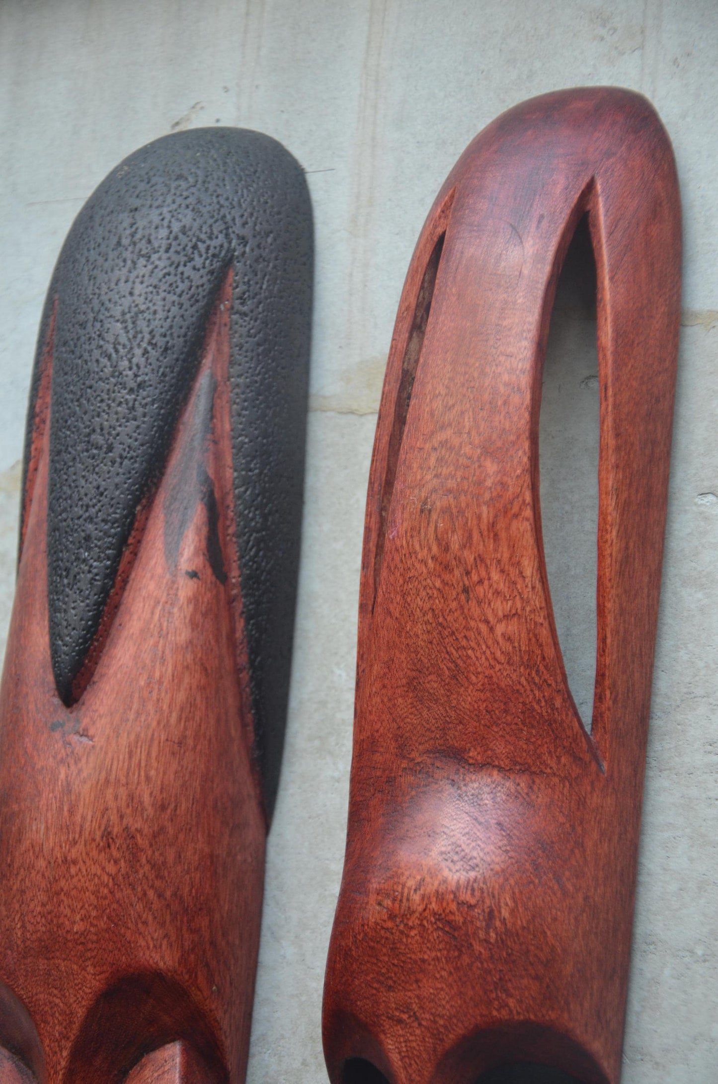 Shona Long-Face Wooden Masks – Pair of Hand-Carved African Tribal Wall Art