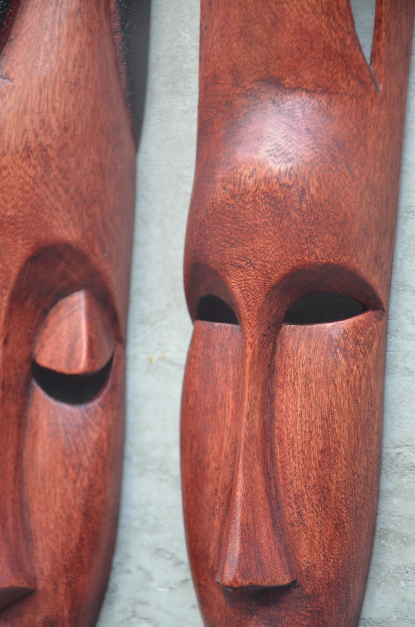 Shona Long-Face Wooden Masks – Pair of Hand-Carved African Tribal Wall Art