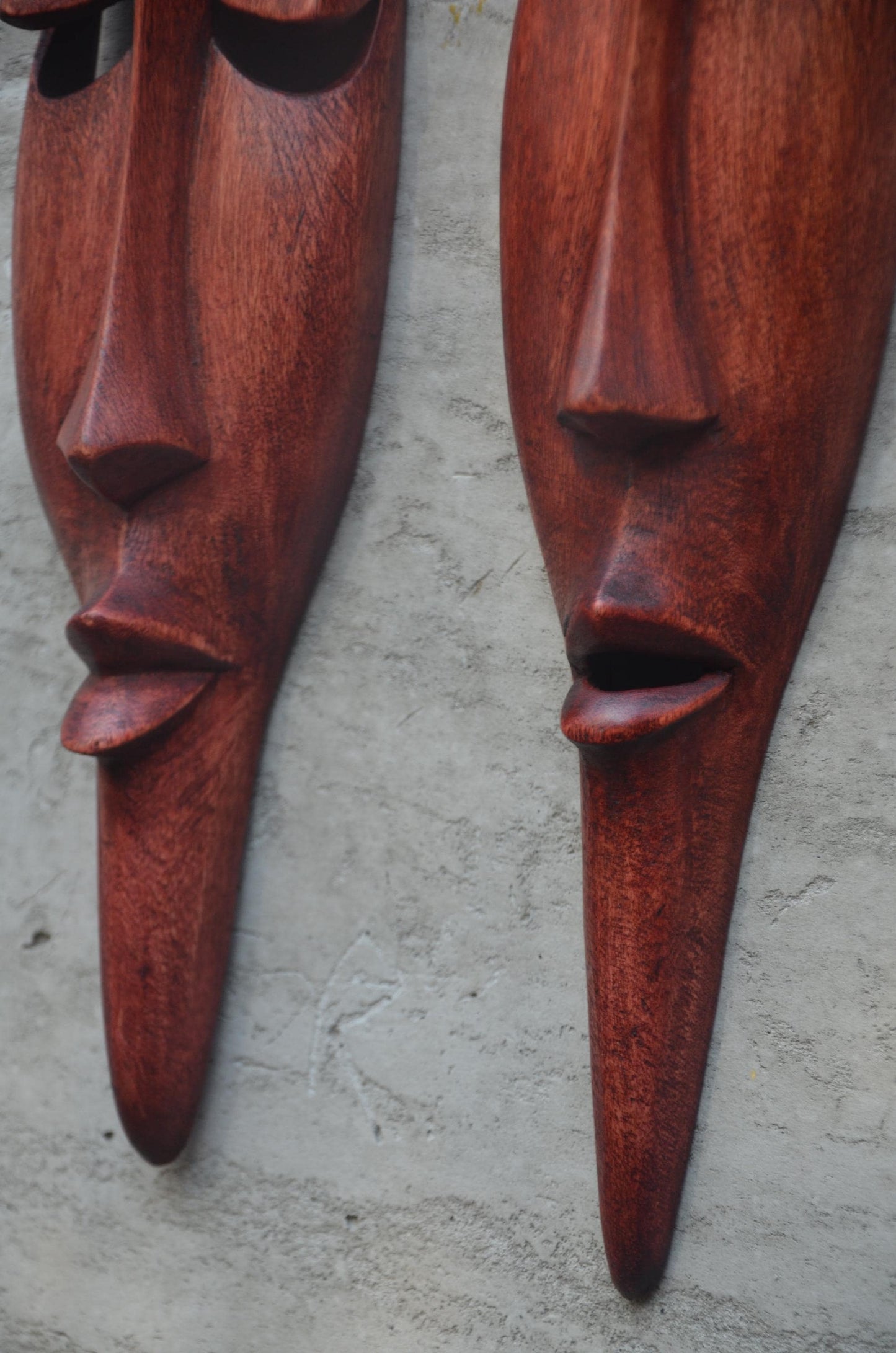 Shona Long-Face Wooden Masks – Pair of Hand-Carved African Tribal Wall Art