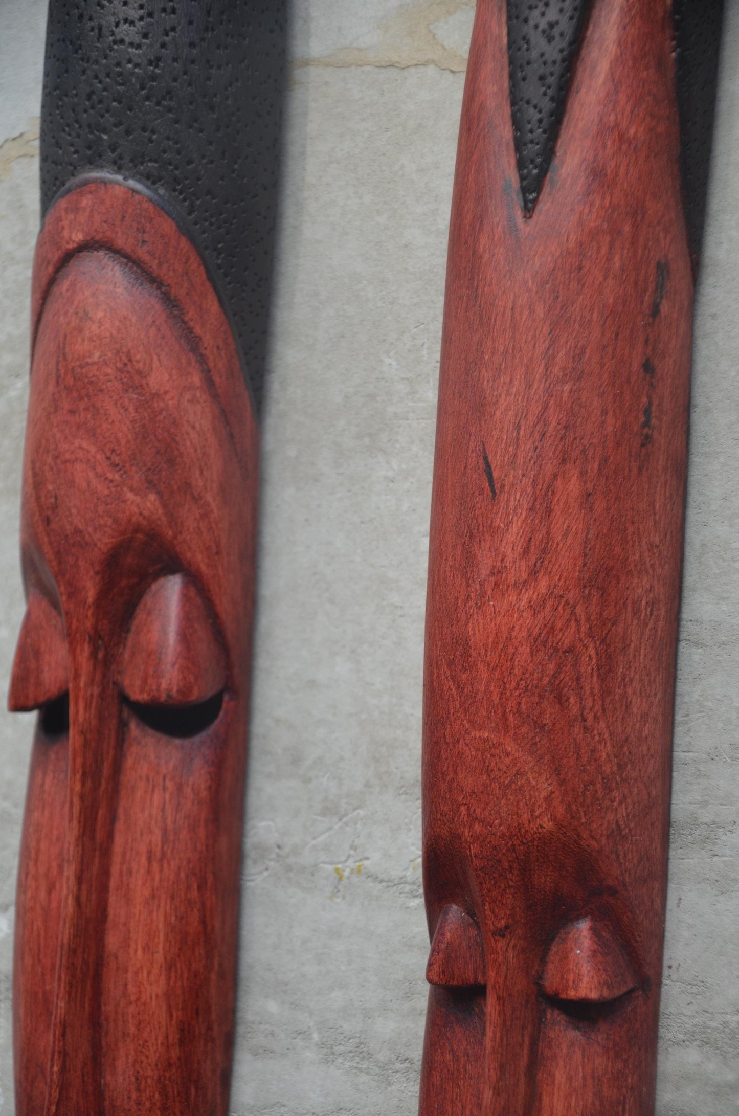 Shona Long-Face Wooden Masks – Pair of Hand-Carved African Tribal Wall Art