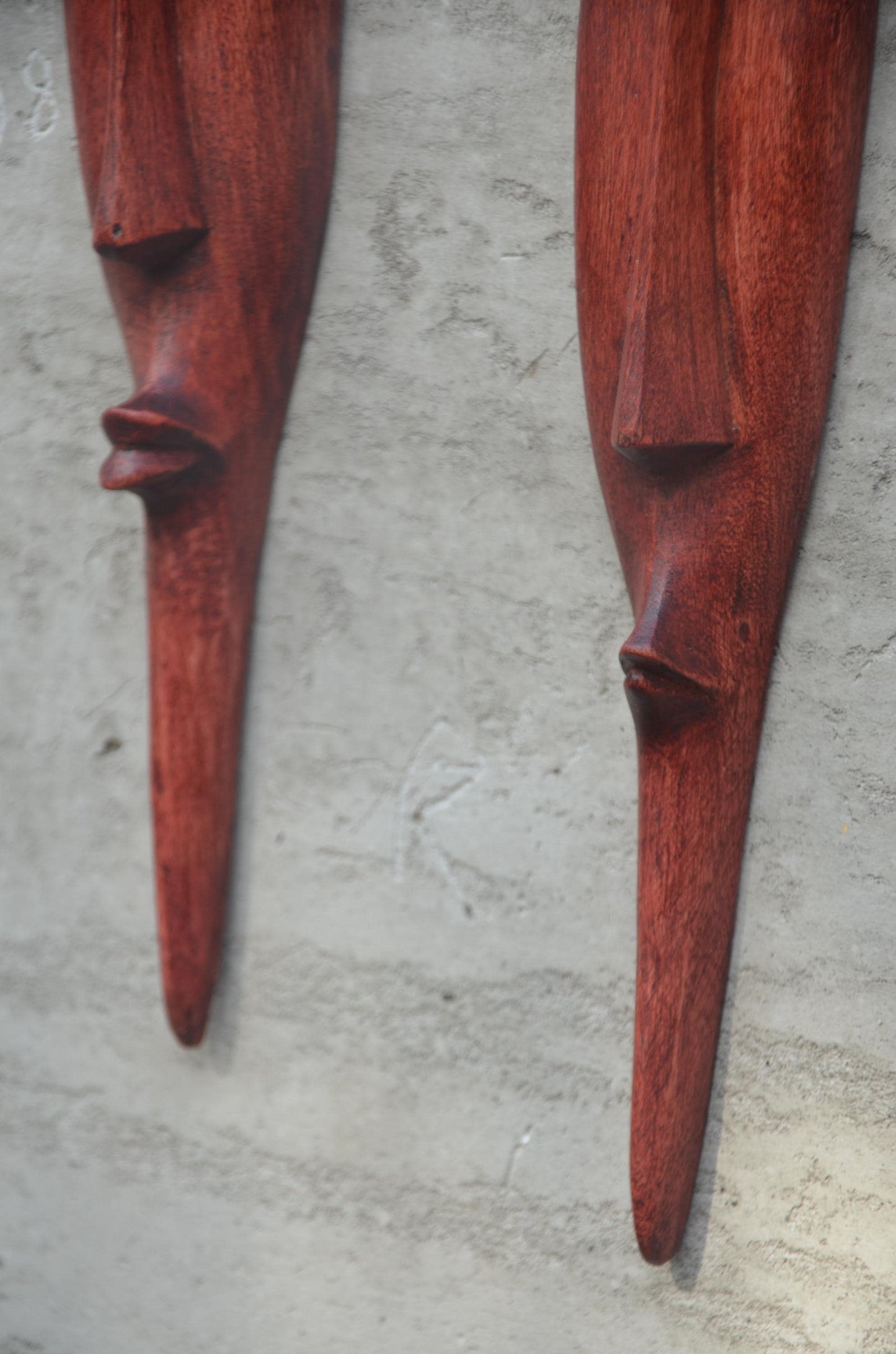 Shona Long-Face Wooden Masks – Pair of Hand-Carved African Tribal Wall Art