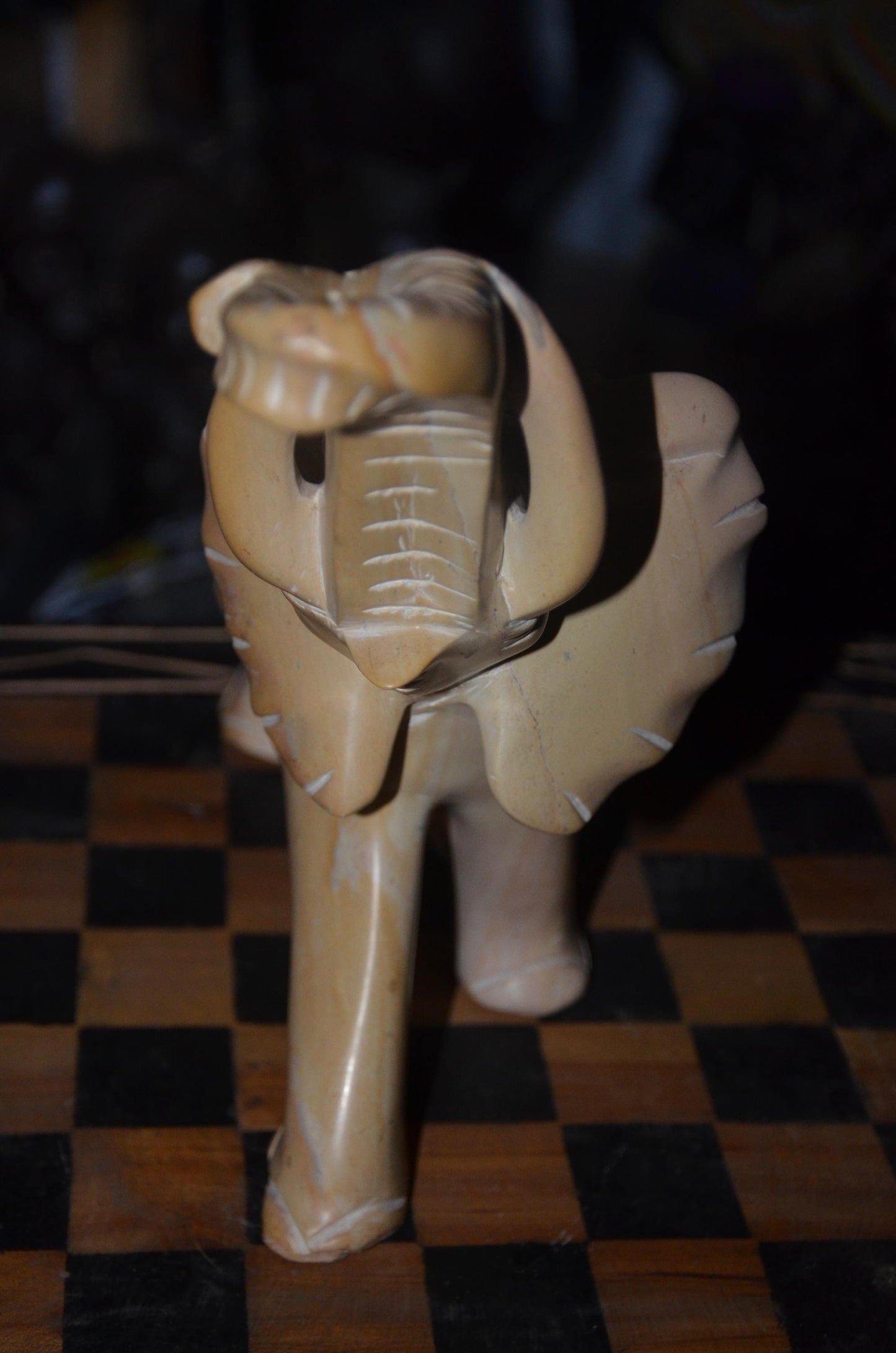 Hand-Carved Soapstone Elephant Sculpture – Natural Stone African Animal Art