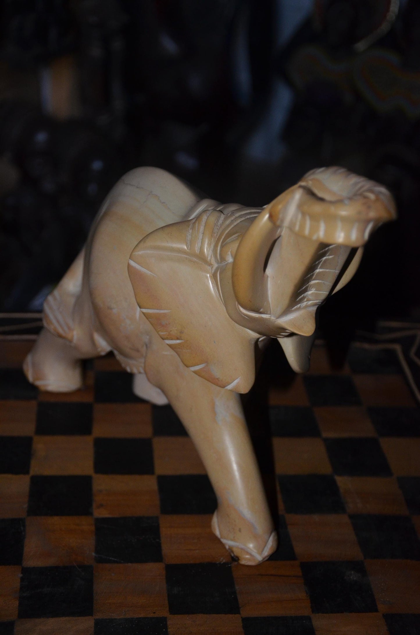 Hand-Carved Soapstone Elephant Sculpture – Natural Stone African Animal Art