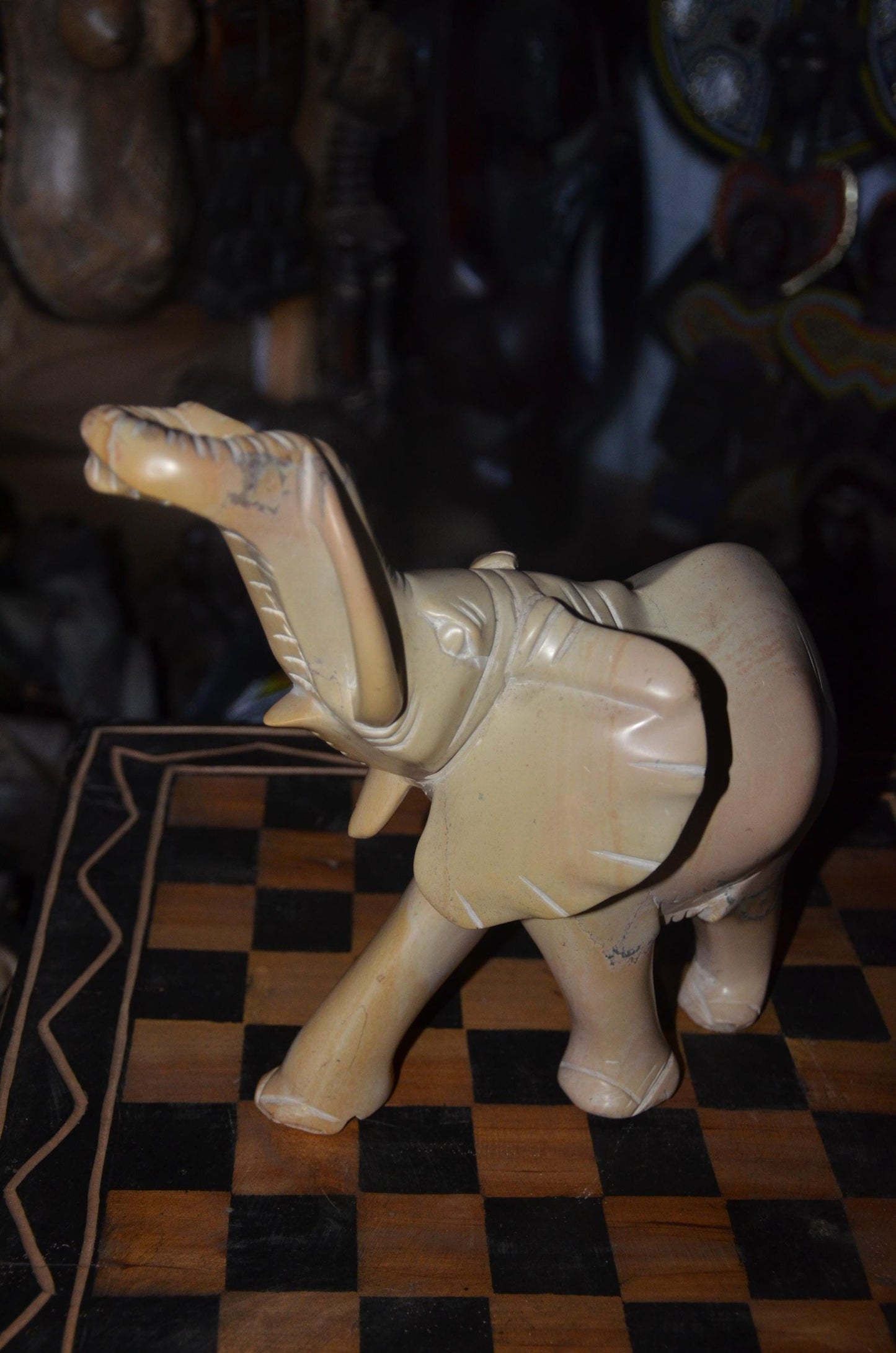 Hand-Carved Soapstone Elephant Sculpture – Natural Stone African Animal Art