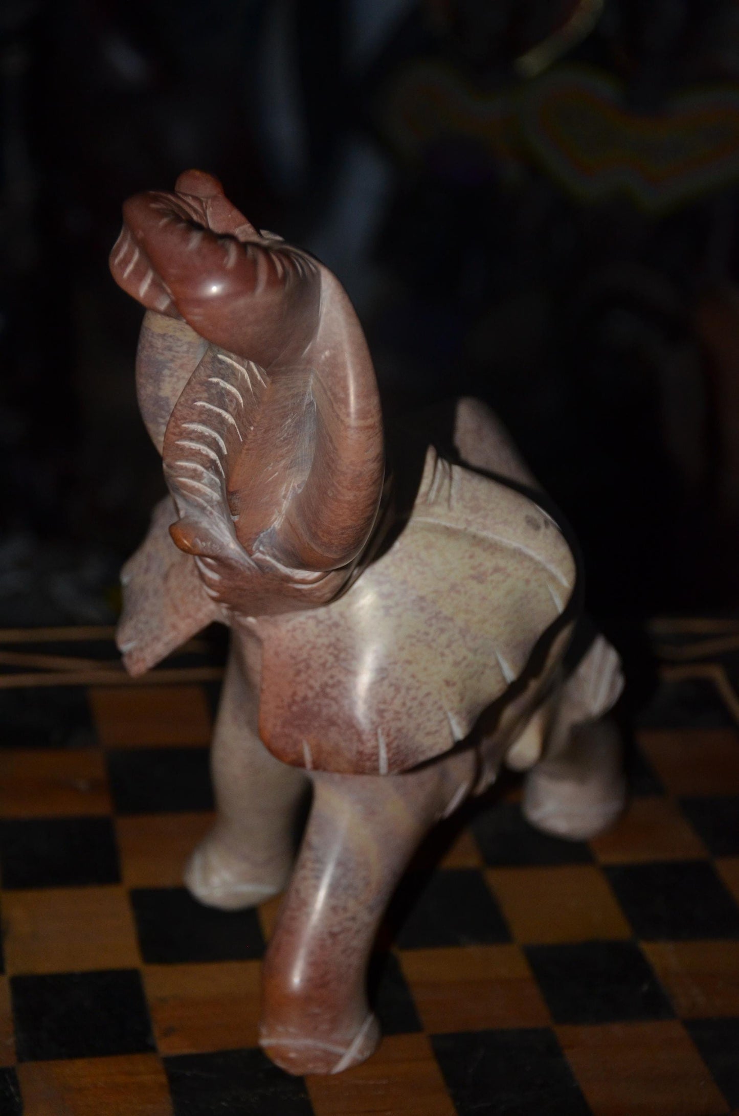 Hand-Carved Soapstone Elephant Sculpture – Natural Stone African Animal Art