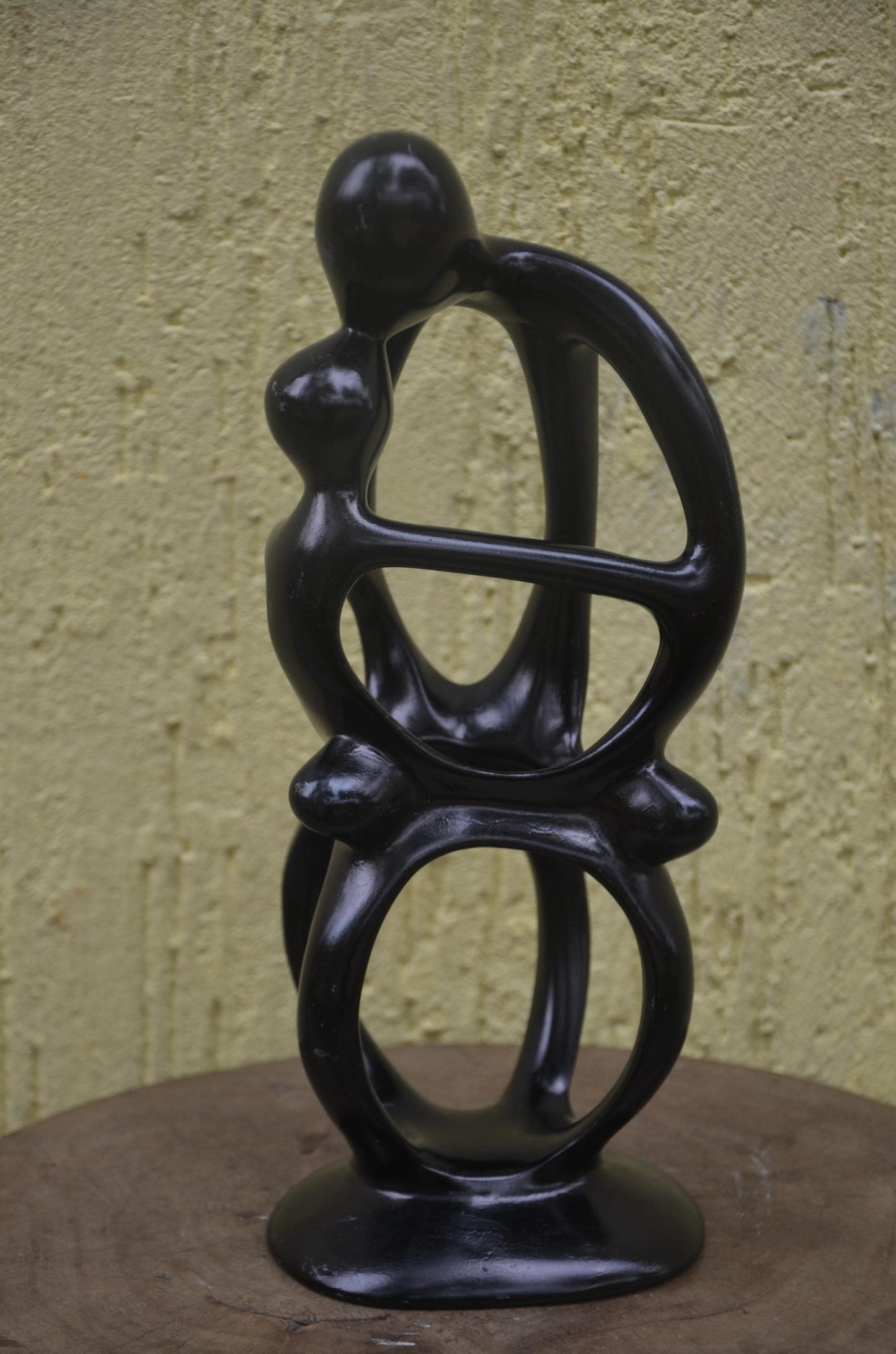 Large Family Tree Sculpture | Hand-Carved Black Soapstone | Modern Unity Statue