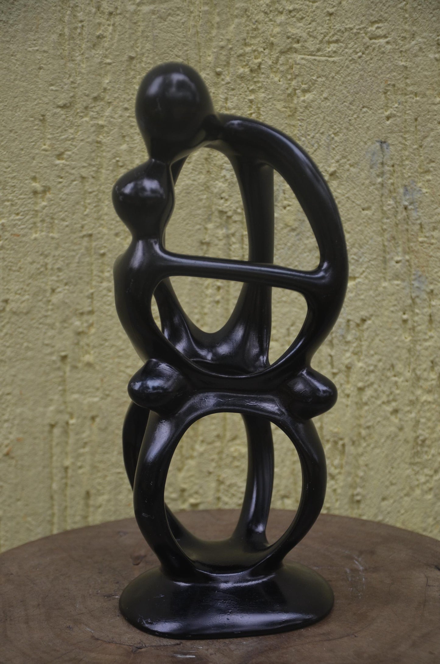 Large Family Tree Sculpture | Hand-Carved Black Soapstone | Modern Unity Statue