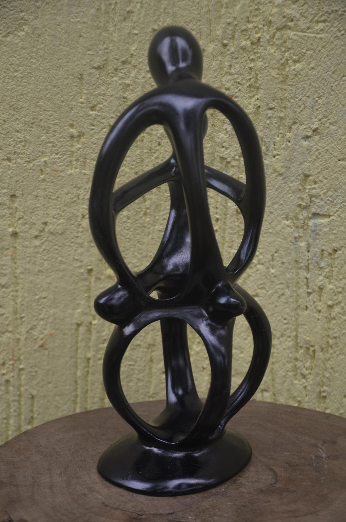 Large Family Tree Sculpture | Hand-Carved Black Soapstone | Modern Unity Statue