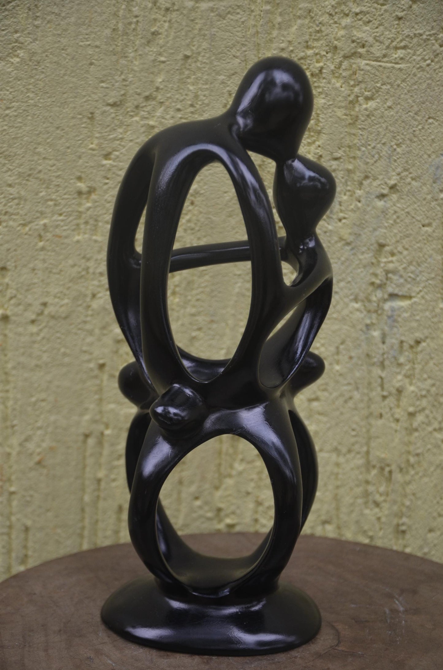 Large Family Tree Sculpture | Hand-Carved Black Soapstone | Modern Unity Statue