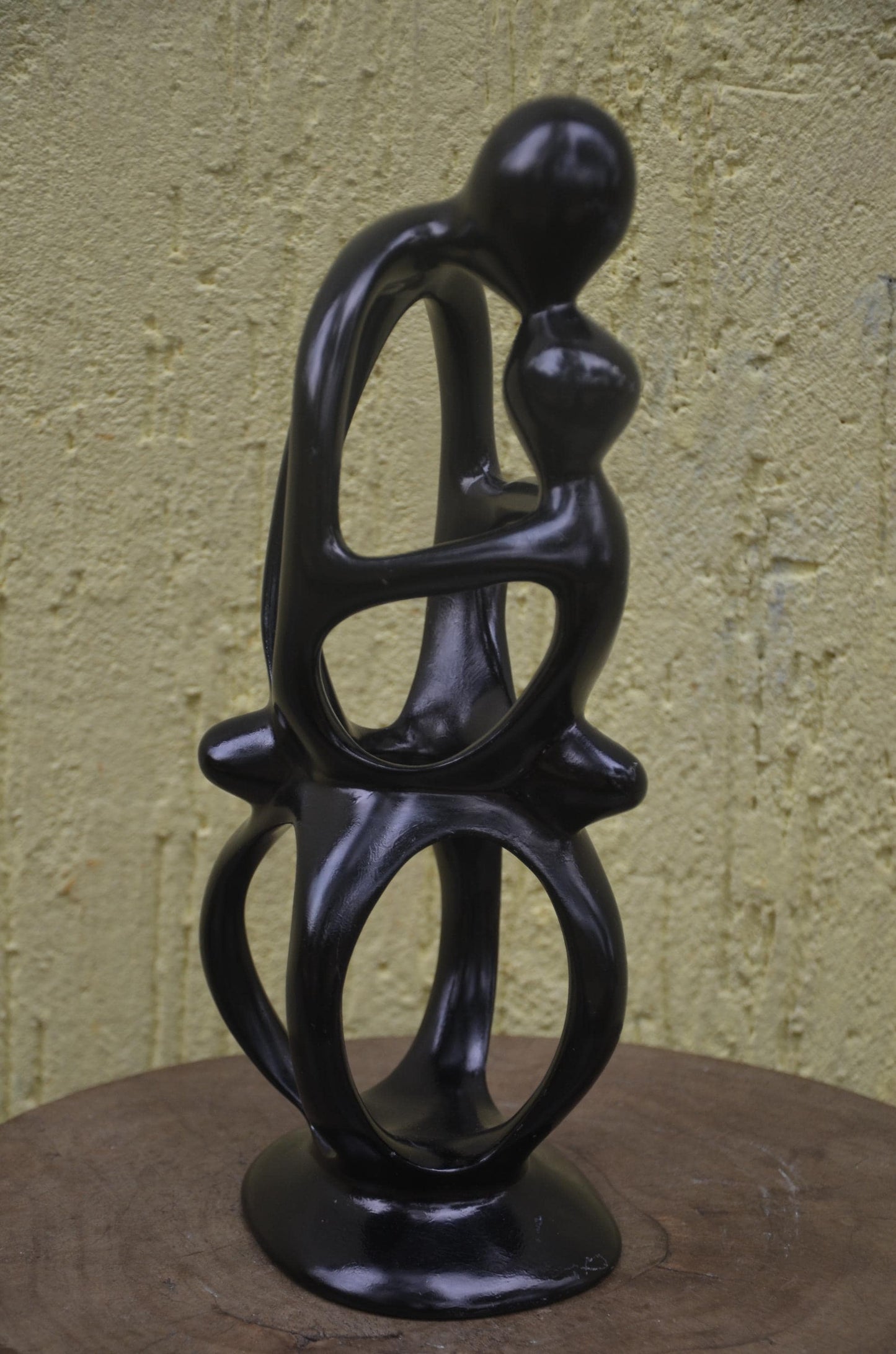 Large Family Tree Sculpture | Hand-Carved Black Soapstone | Modern Unity Statue