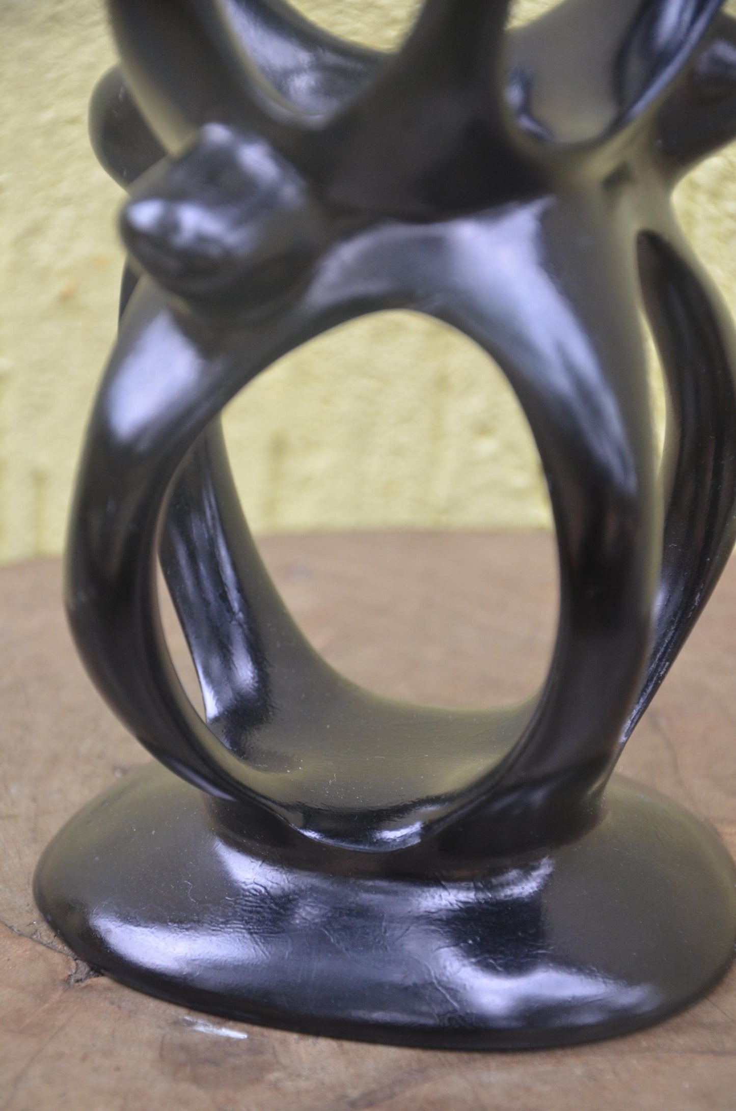 Large Family Tree Sculpture | Hand-Carved Black Soapstone | Modern Unity Statue