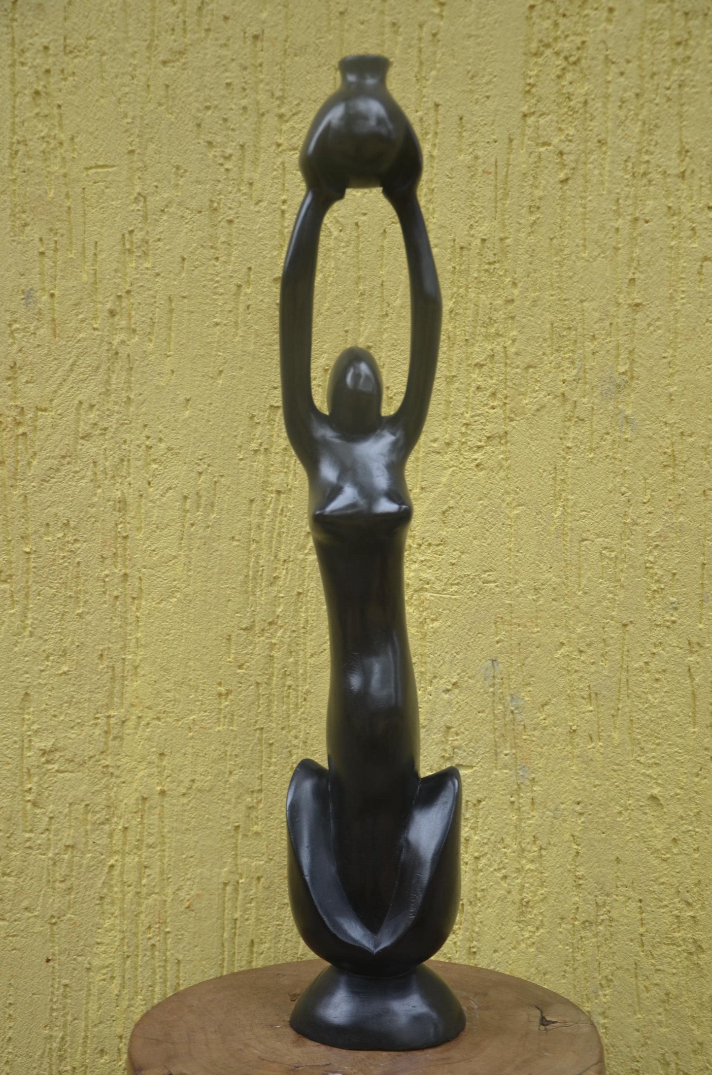 African Modernist Sculpture | Hand-Carved Makonde Style Art | Elegant Tall Statue