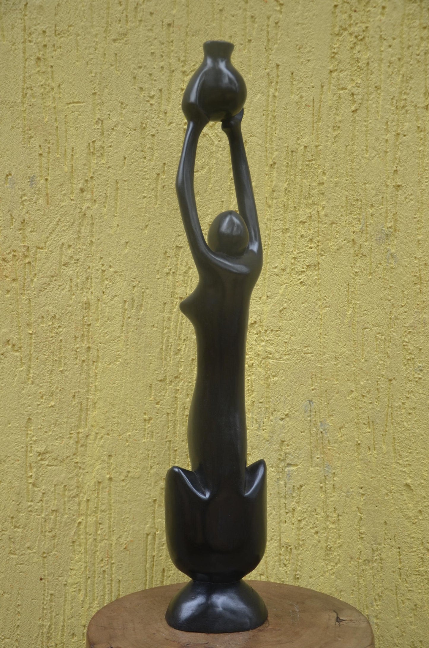 African Modernist Sculpture | Hand-Carved Makonde Style Art | Elegant Tall Statue