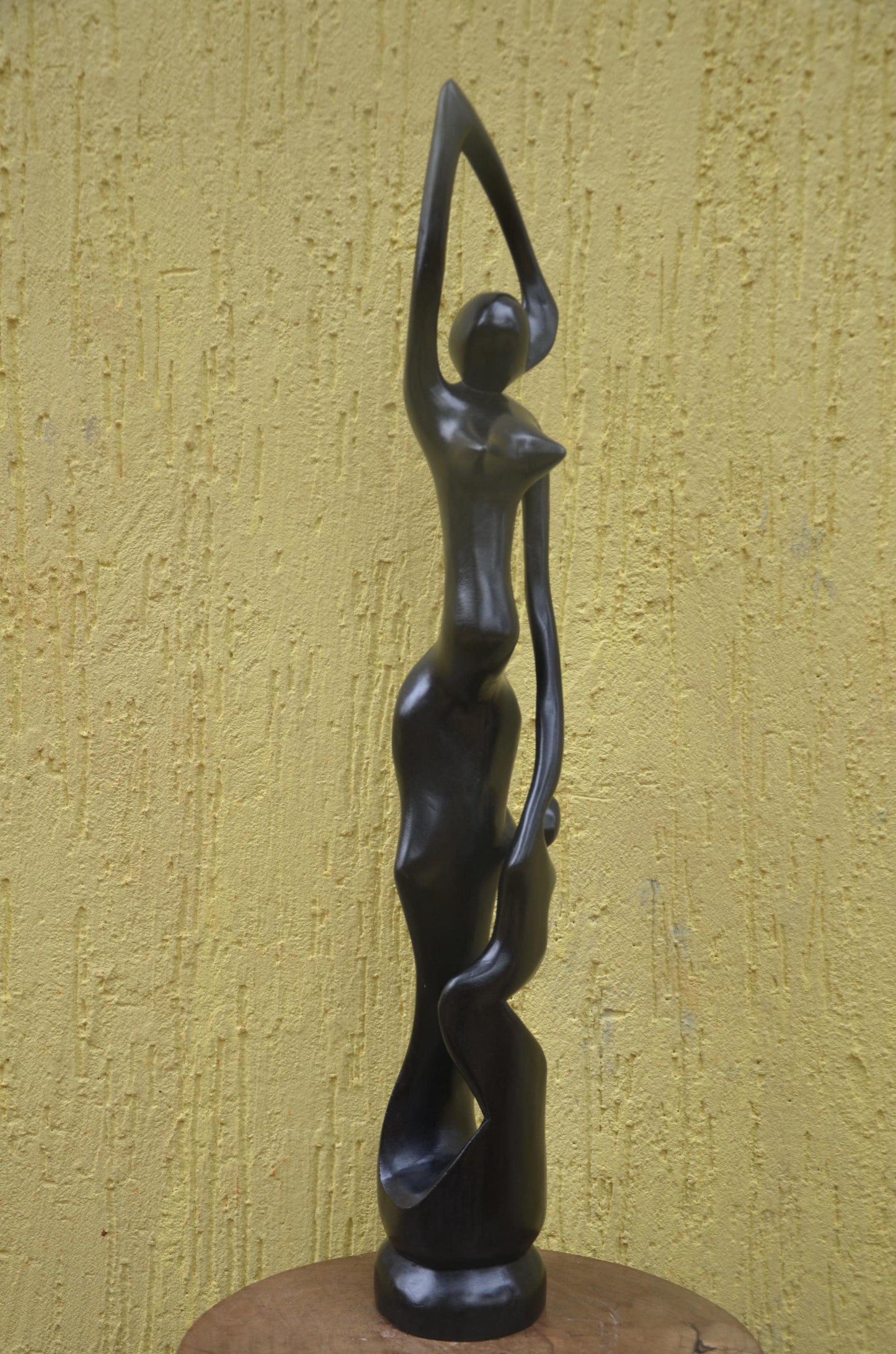 Large Modernist Sculpture | Hand-Carved Makonde Style Art | Tall Abstract Statue