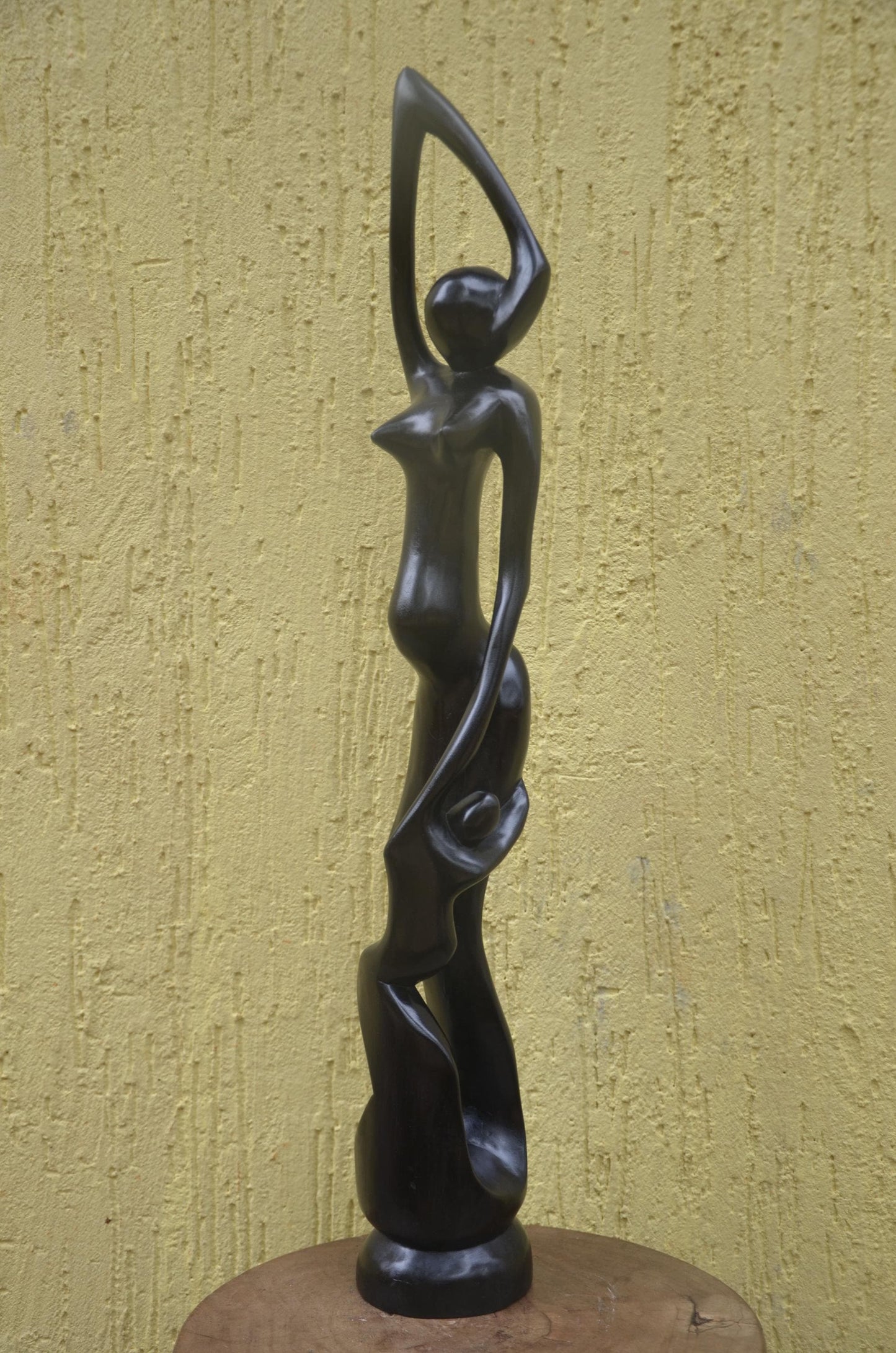 Large Modernist Sculpture | Hand-Carved Makonde Style Art | Tall Abstract Statue
