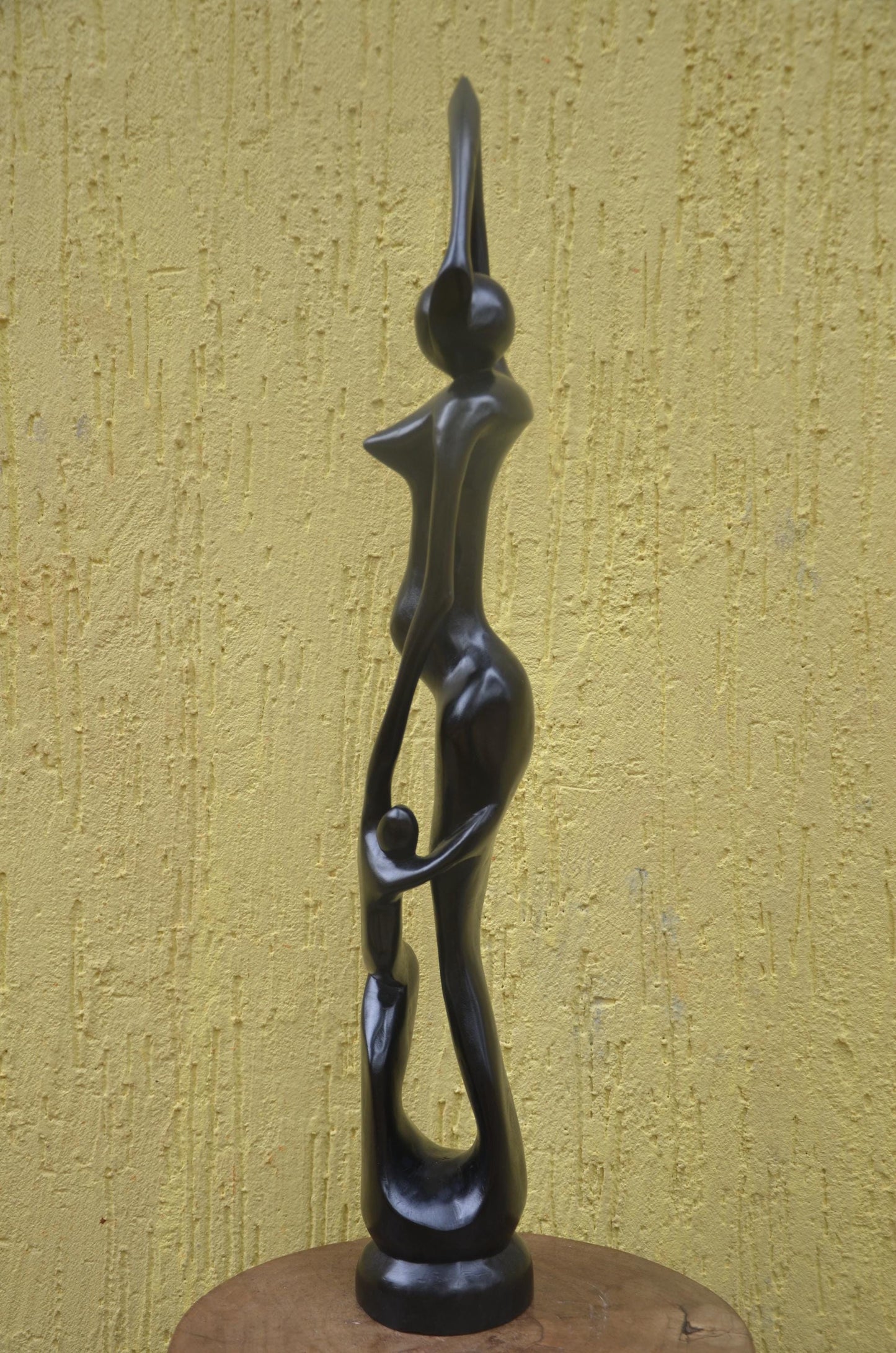 Large Modernist Sculpture | Hand-Carved Makonde Style Art | Tall Abstract Statue