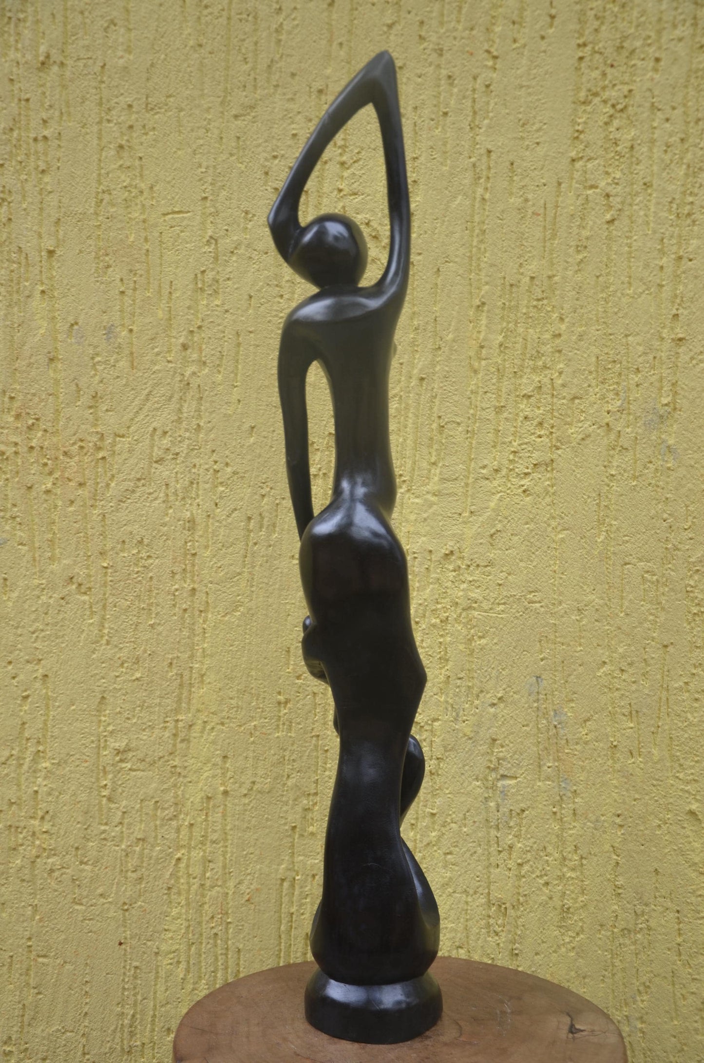 Large Modernist Sculpture | Hand-Carved Makonde Style Art | Tall Abstract Statue