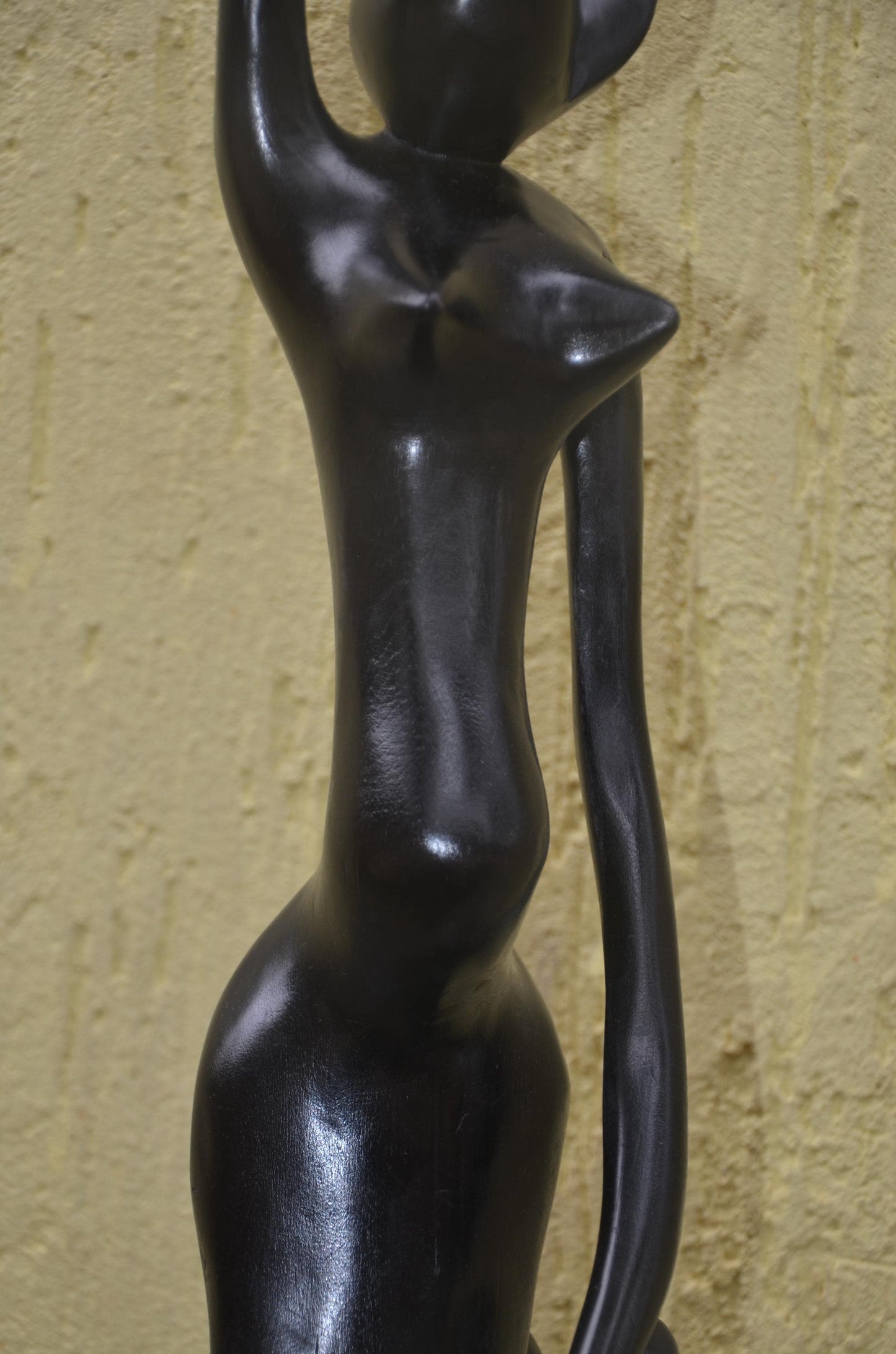 Large Modernist Sculpture | Hand-Carved Makonde Style Art | Tall Abstract Statue