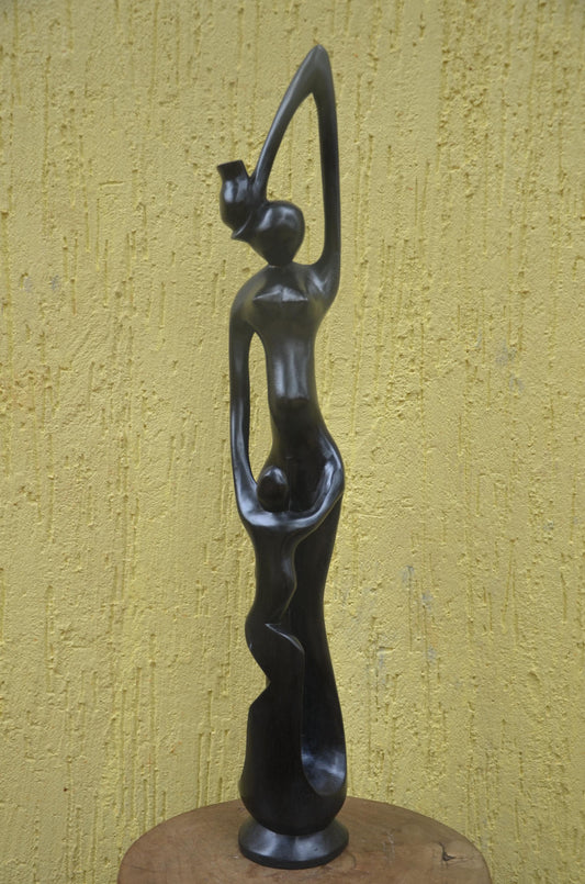 Maternity Sculpture | Modernist Makonde Style Art | Large Hand-Carved Wood Statue