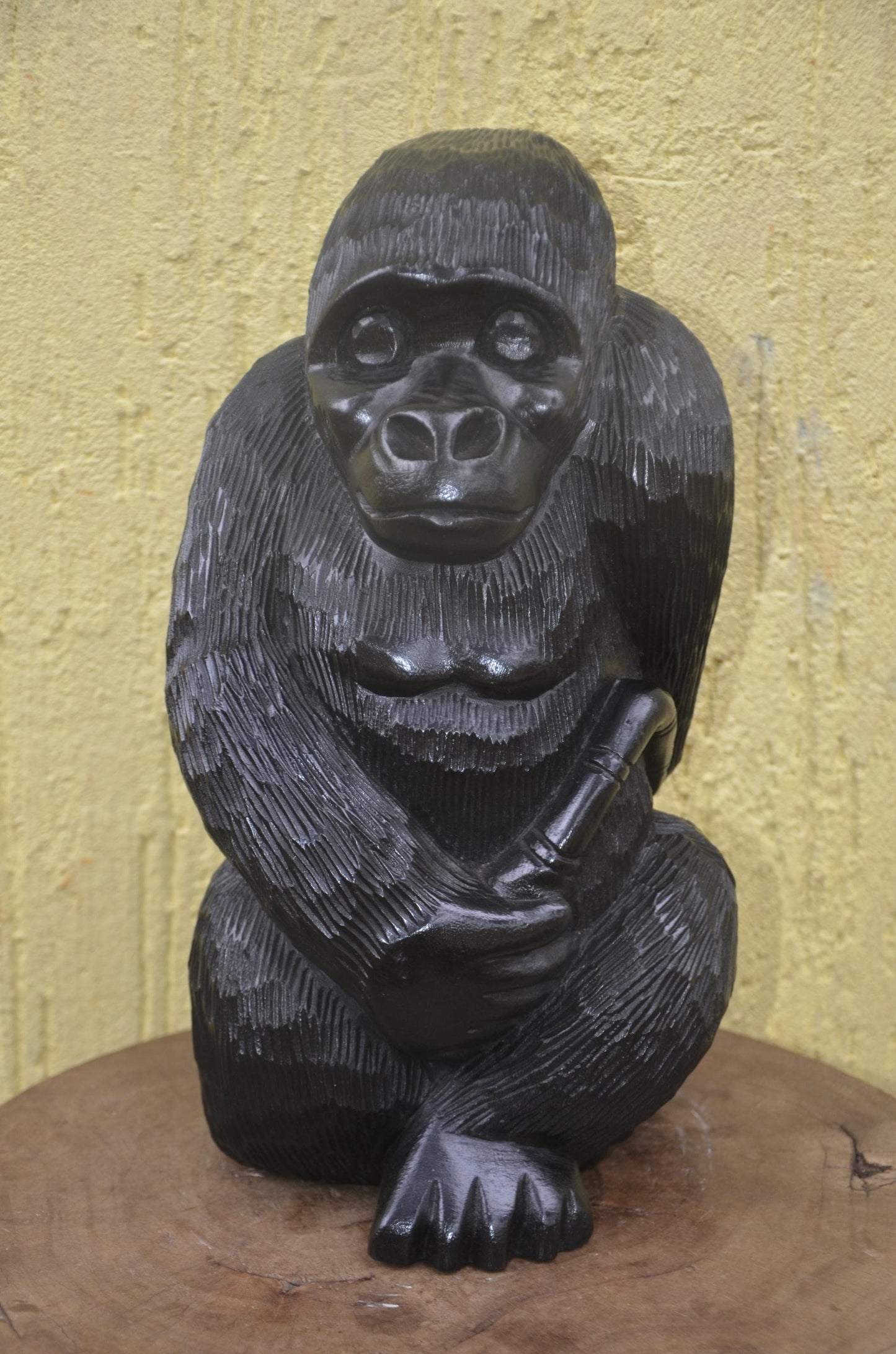 Hand-Carved Wooden Gorilla | African Wildlife Sculpture | Sturdy Primate Art