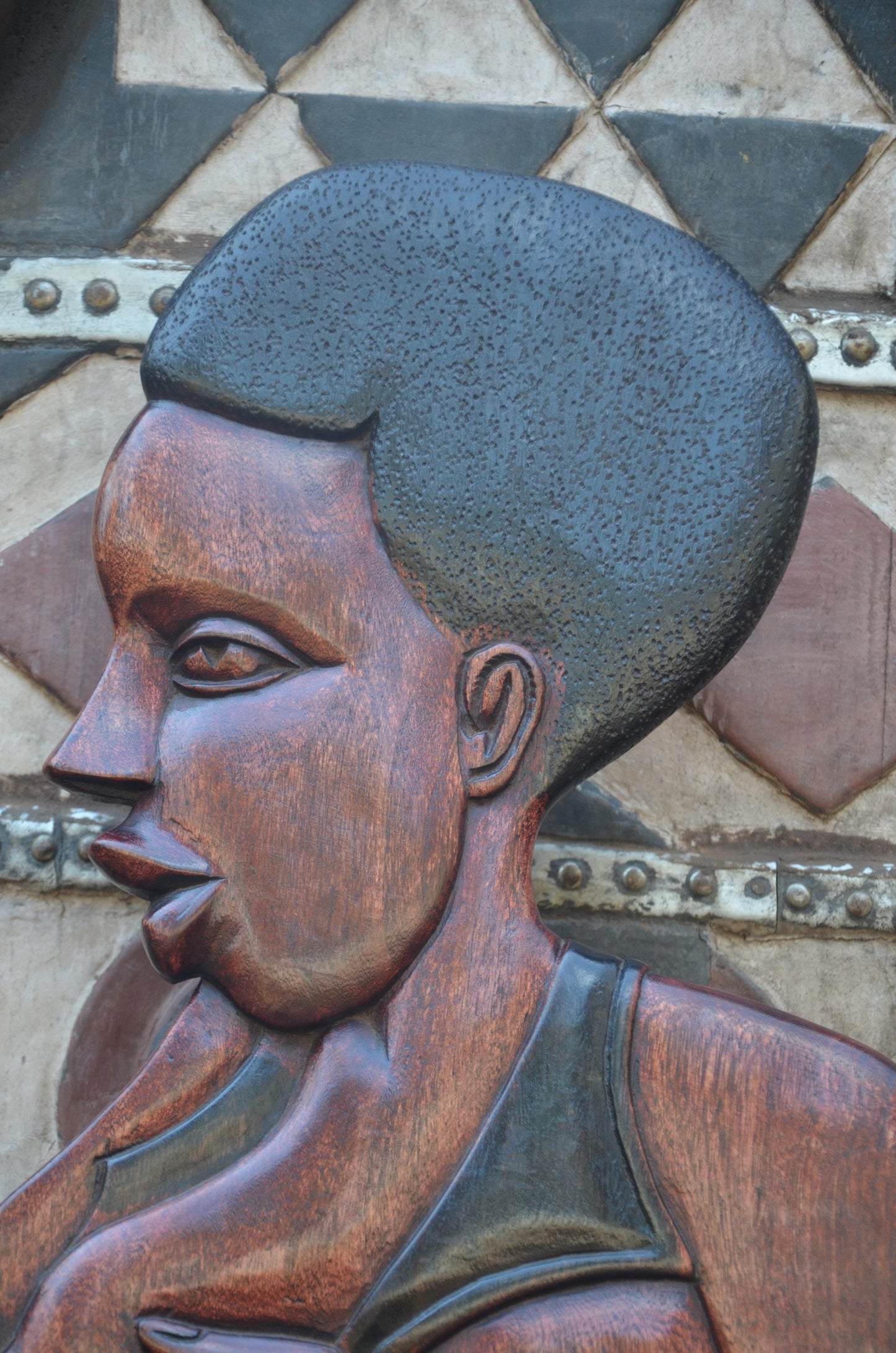 African Mother and Child Wood Plaque – Large Breastfeeding Relief Wall Art