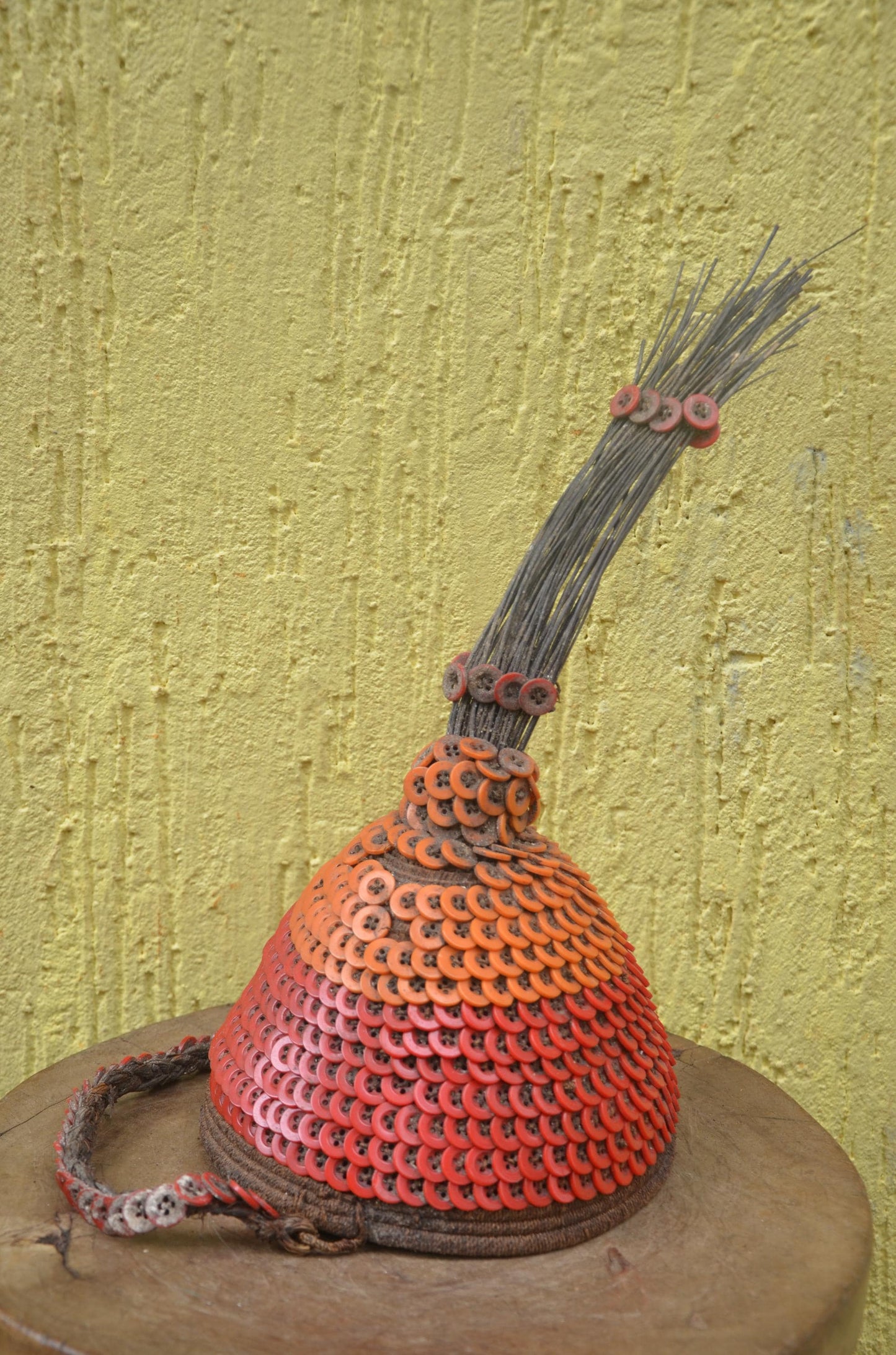 African Lega Ceremonial Hat – Vintage Cowrie Shell Bwami Prestige Cap Congo