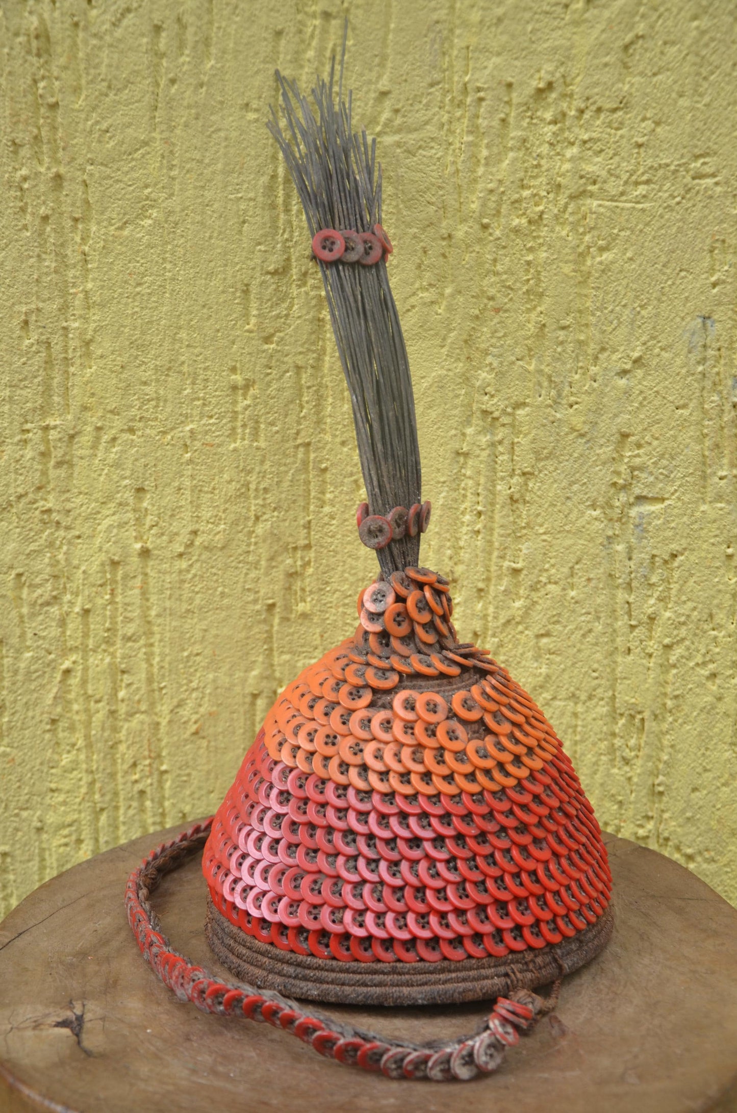African Lega Ceremonial Hat – Vintage Cowrie Shell Bwami Prestige Cap Congo