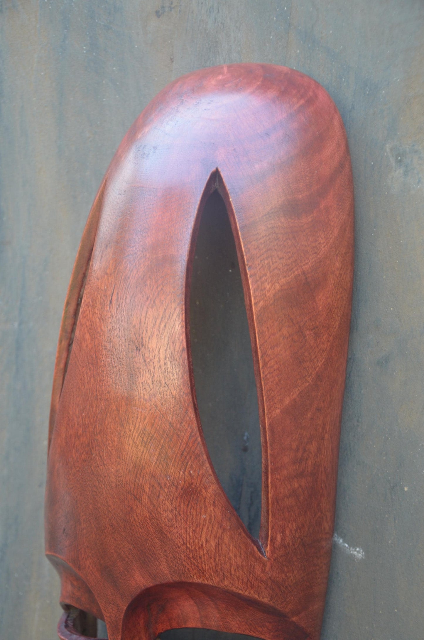 Contemporary Rwandan Mask | Hand-Carved Wood Sculpture | Elongated Wall Decor