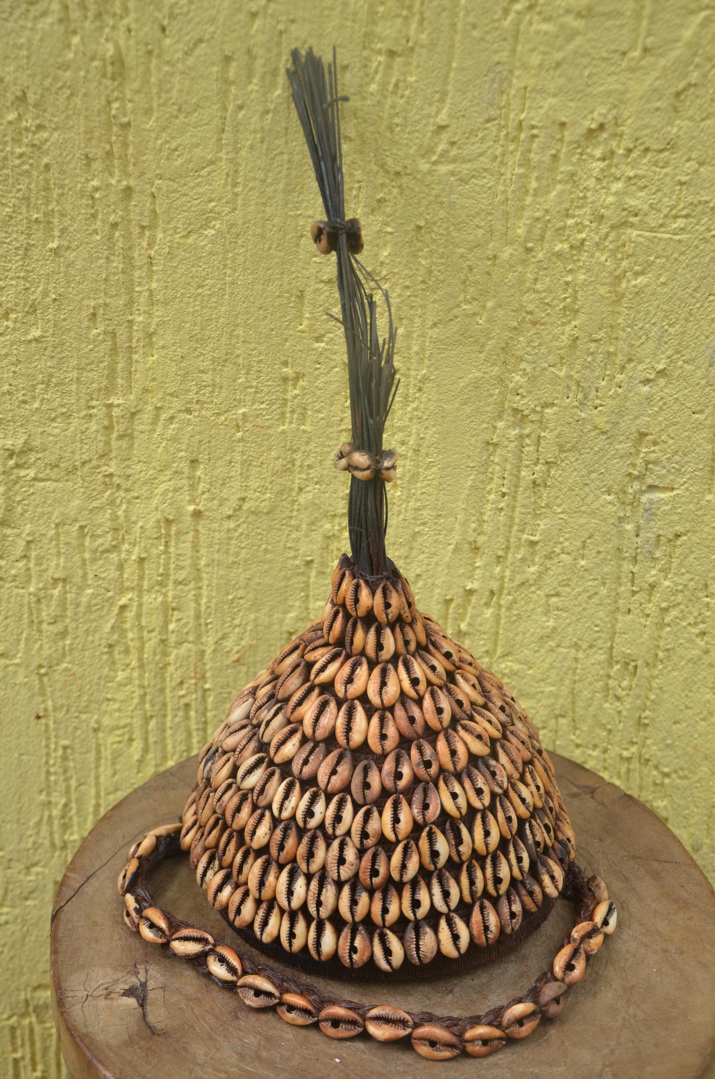 African Lega Ceremonial Hat – Vintage Cowrie Shell Bwami Prestige Cap Congo