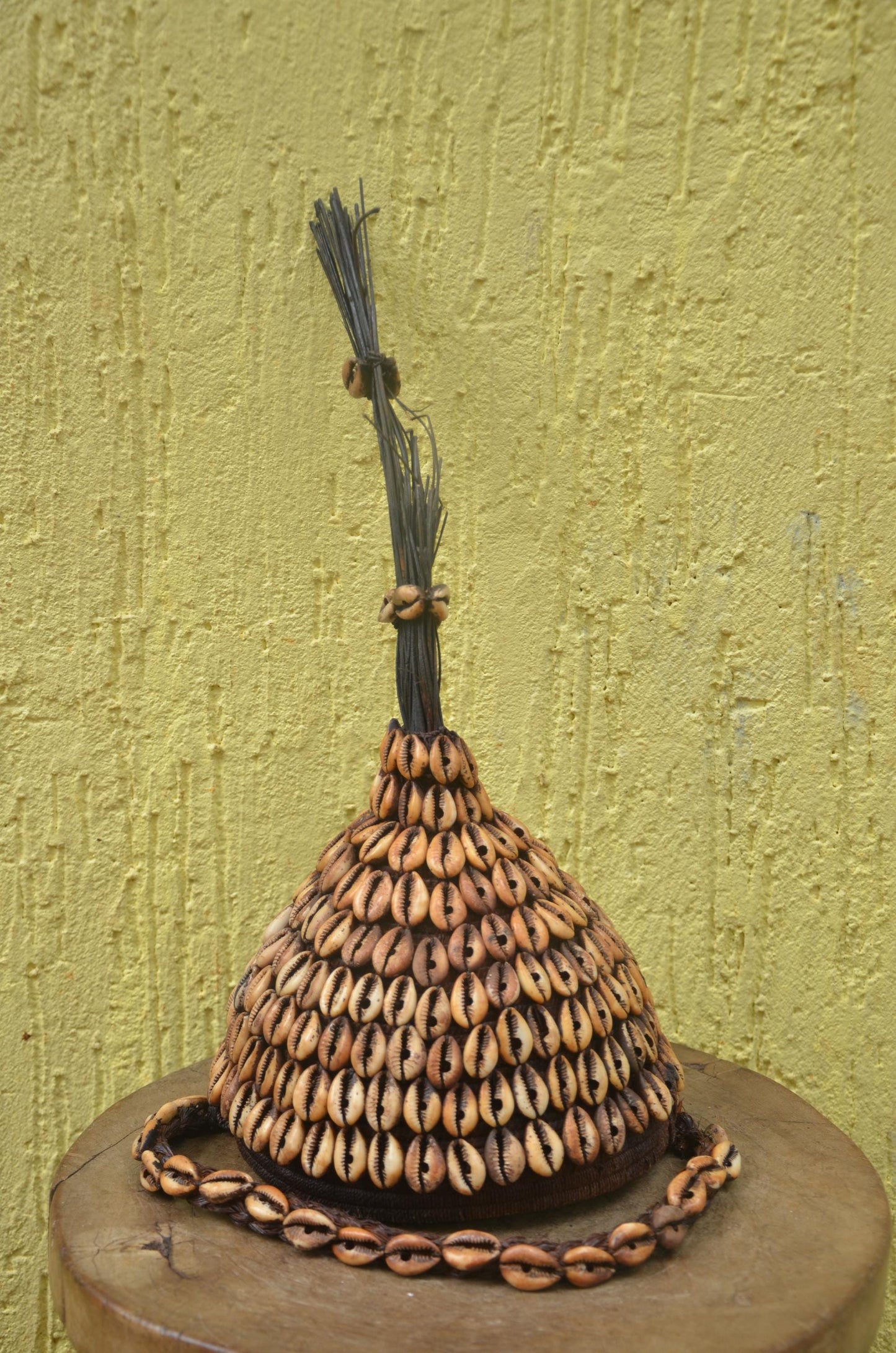 African Lega Ceremonial Hat – Vintage Cowrie Shell Bwami Prestige Cap Congo