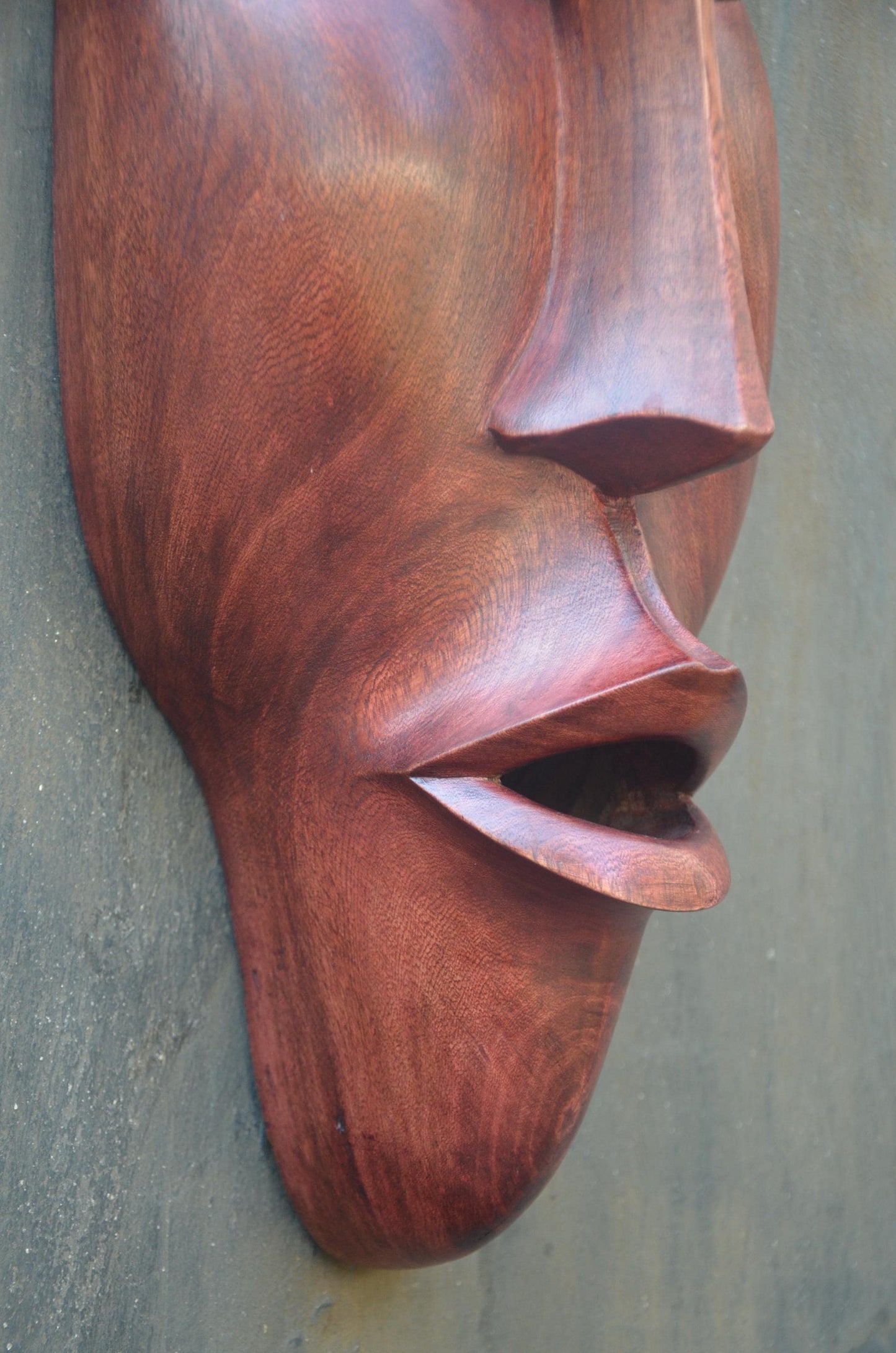 Contemporary Rwandan Wall Mask | Hand-Carved Wood Sculpture | Minimalist Art