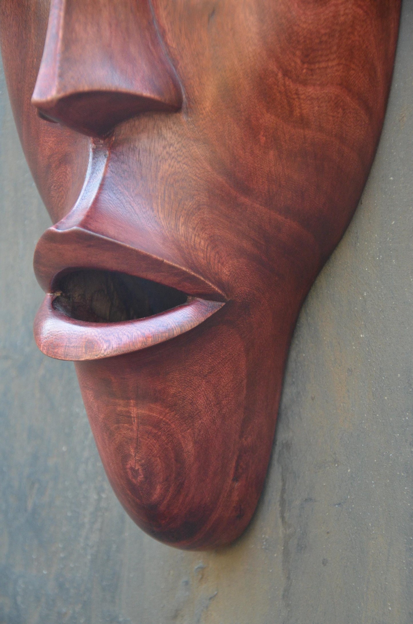 Contemporary Rwandan Wall Mask | Hand-Carved Wood Sculpture | Minimalist Art