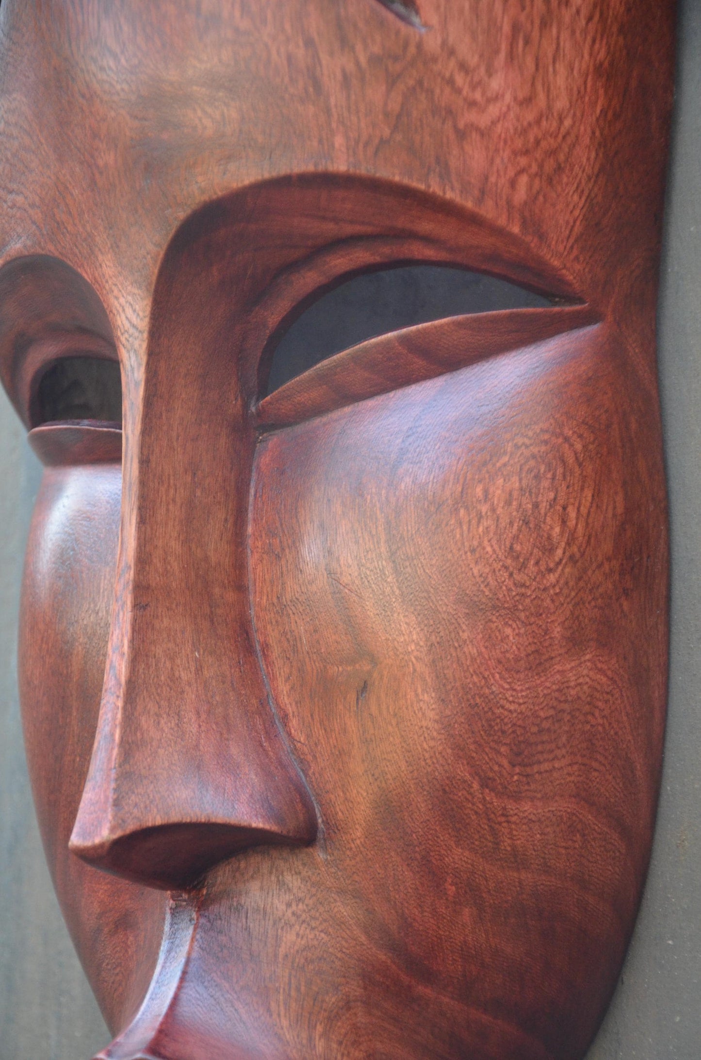 Contemporary Rwandan Wall Mask | Hand-Carved Wood Sculpture | Minimalist Art