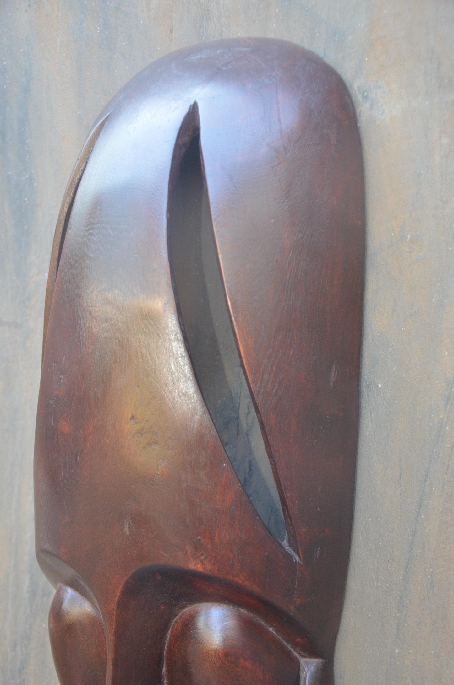 Contemporary Rwandan Mask | Hand-Carved Wood Sculpture | Minimalist Wall Art