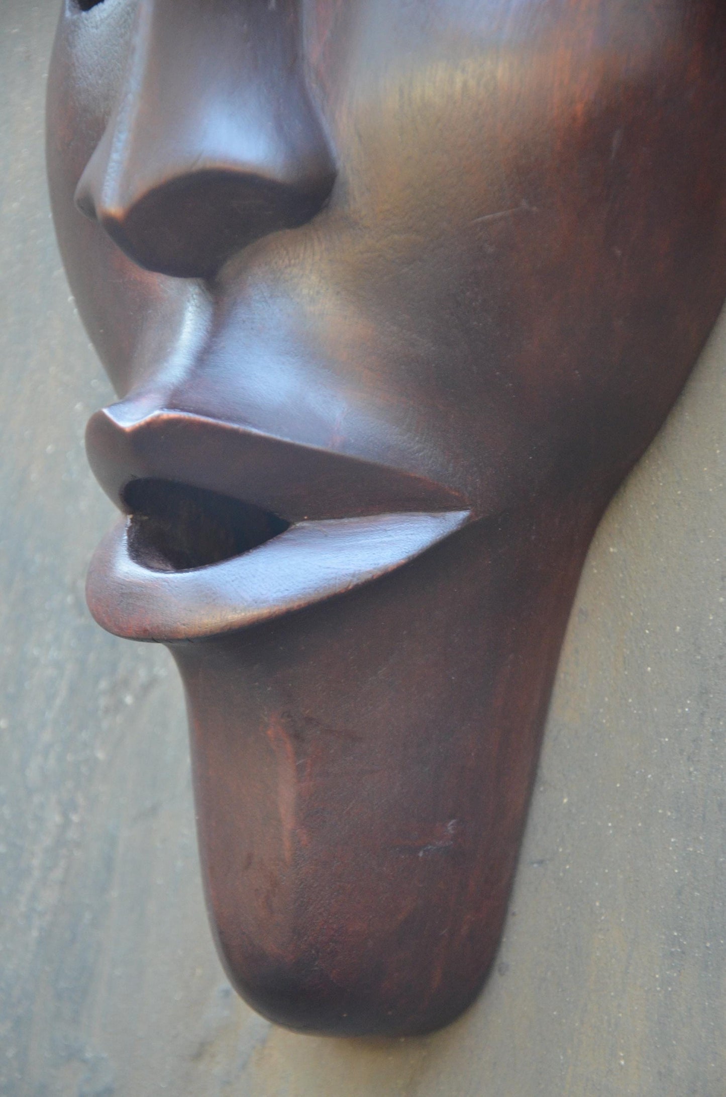 Contemporary Rwandan Mask | Hand-Carved Wood Sculpture | Minimalist Wall Art
