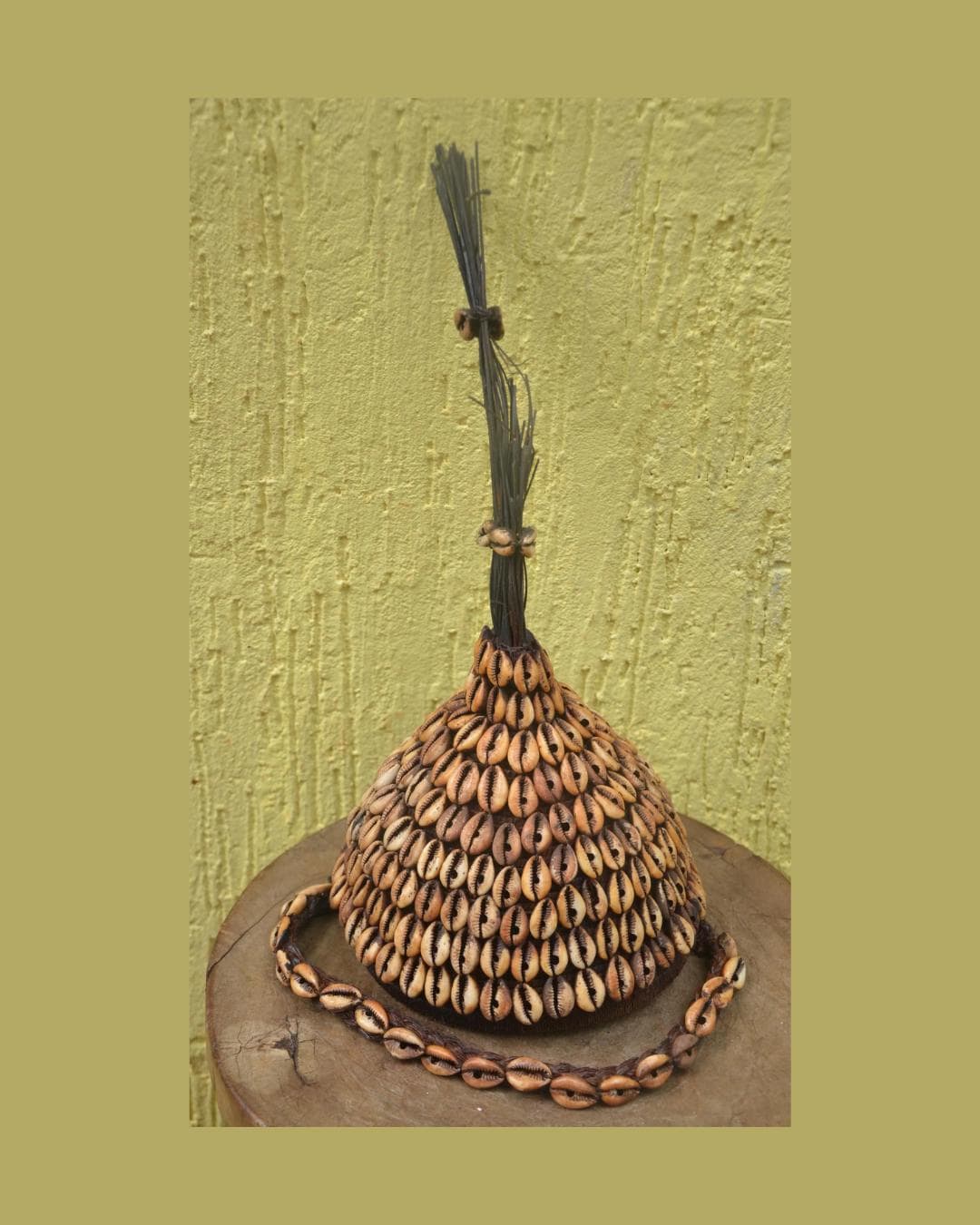African Lega Ceremonial Hat – Vintage Cowrie Shell Bwami Prestige Cap Congo