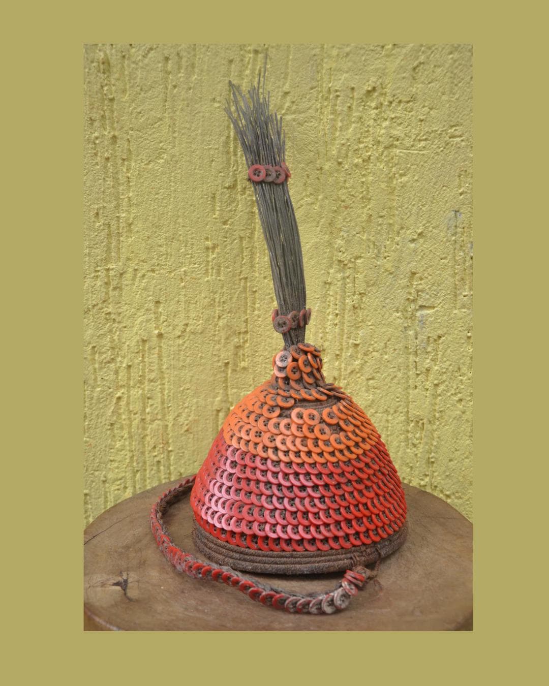 African Lega Ceremonial Hat – Vintage Cowrie Shell Bwami Prestige Cap Congo