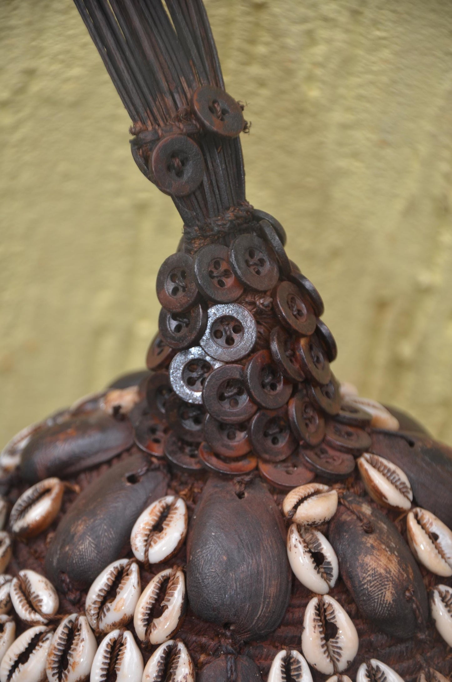 African Lega Ceremonial Hat – Vintage Cowrie Shell Bwami Prestige Cap Congo