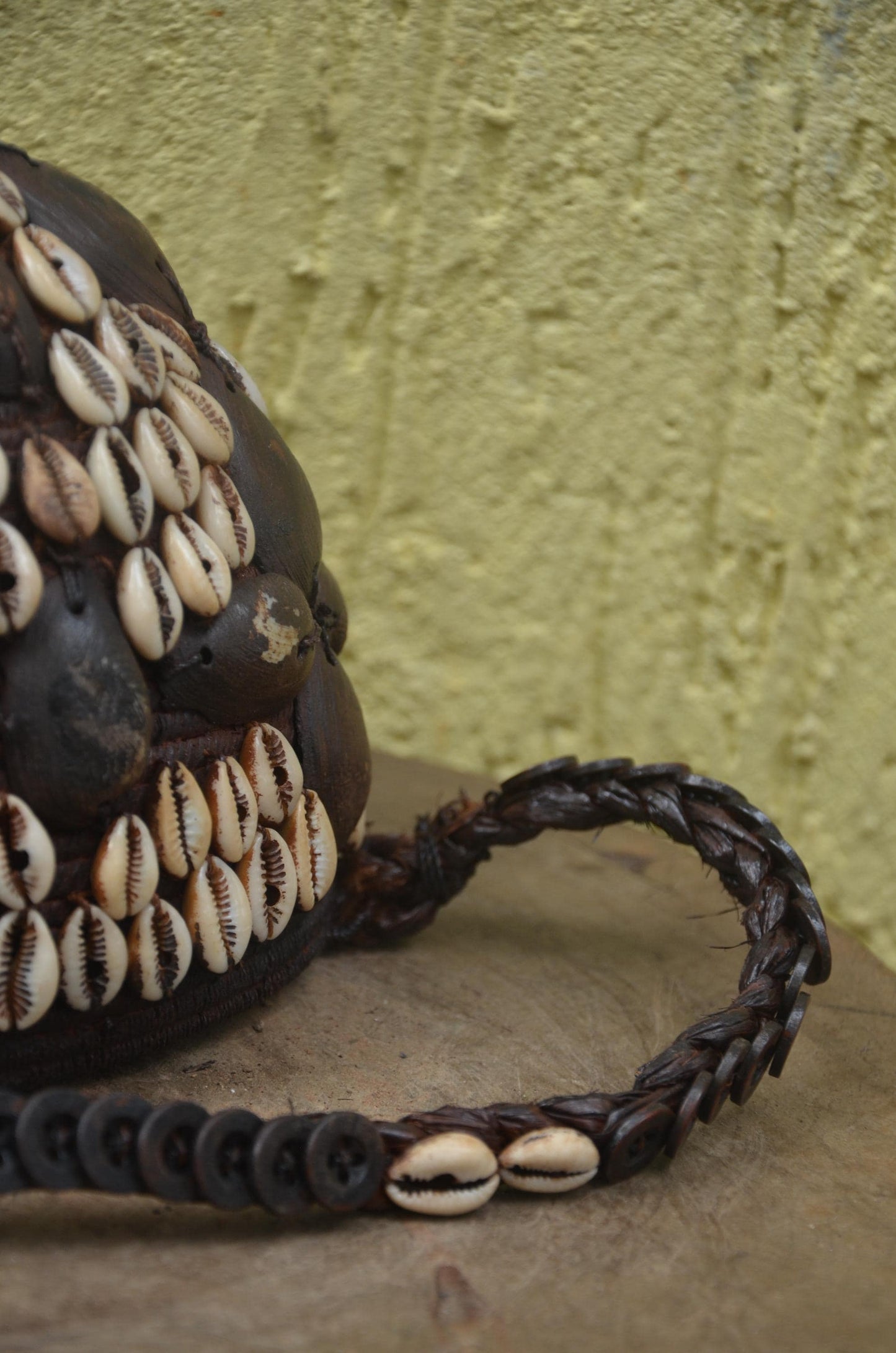 African Lega Ceremonial Hat – Vintage Cowrie Shell Bwami Prestige Cap Congo
