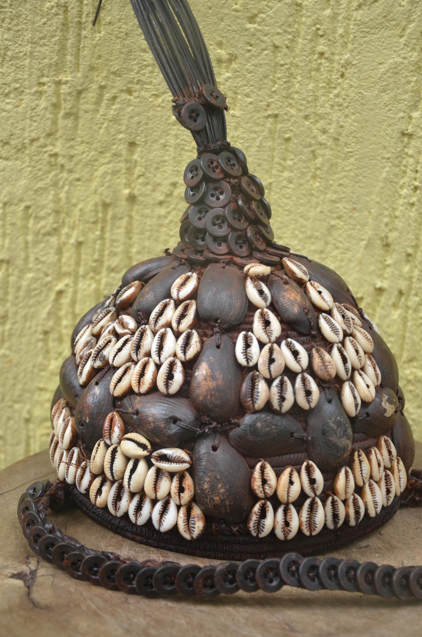 African Lega Ceremonial Hat – Vintage Cowrie Shell Bwami Prestige Cap Congo