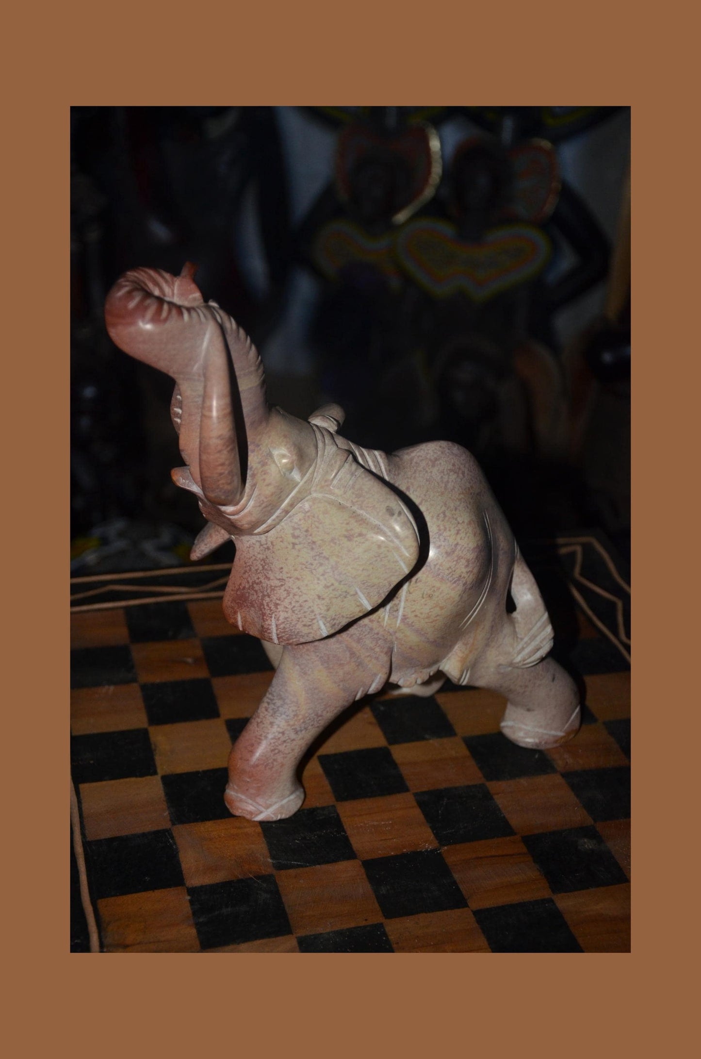 Hand-Carved Soapstone Elephant Sculpture – Natural Stone African Animal Art