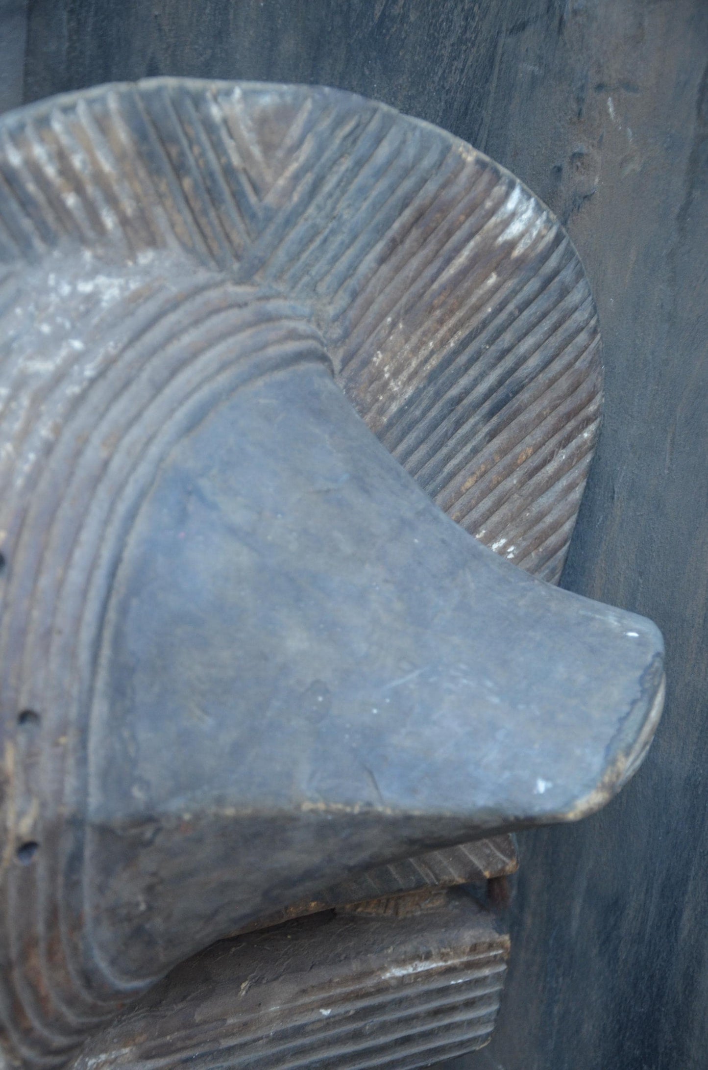Large Songye Kifwebe Mask | Striated Congolese Wood Sculpture | Dramatic Tribal Wall Art