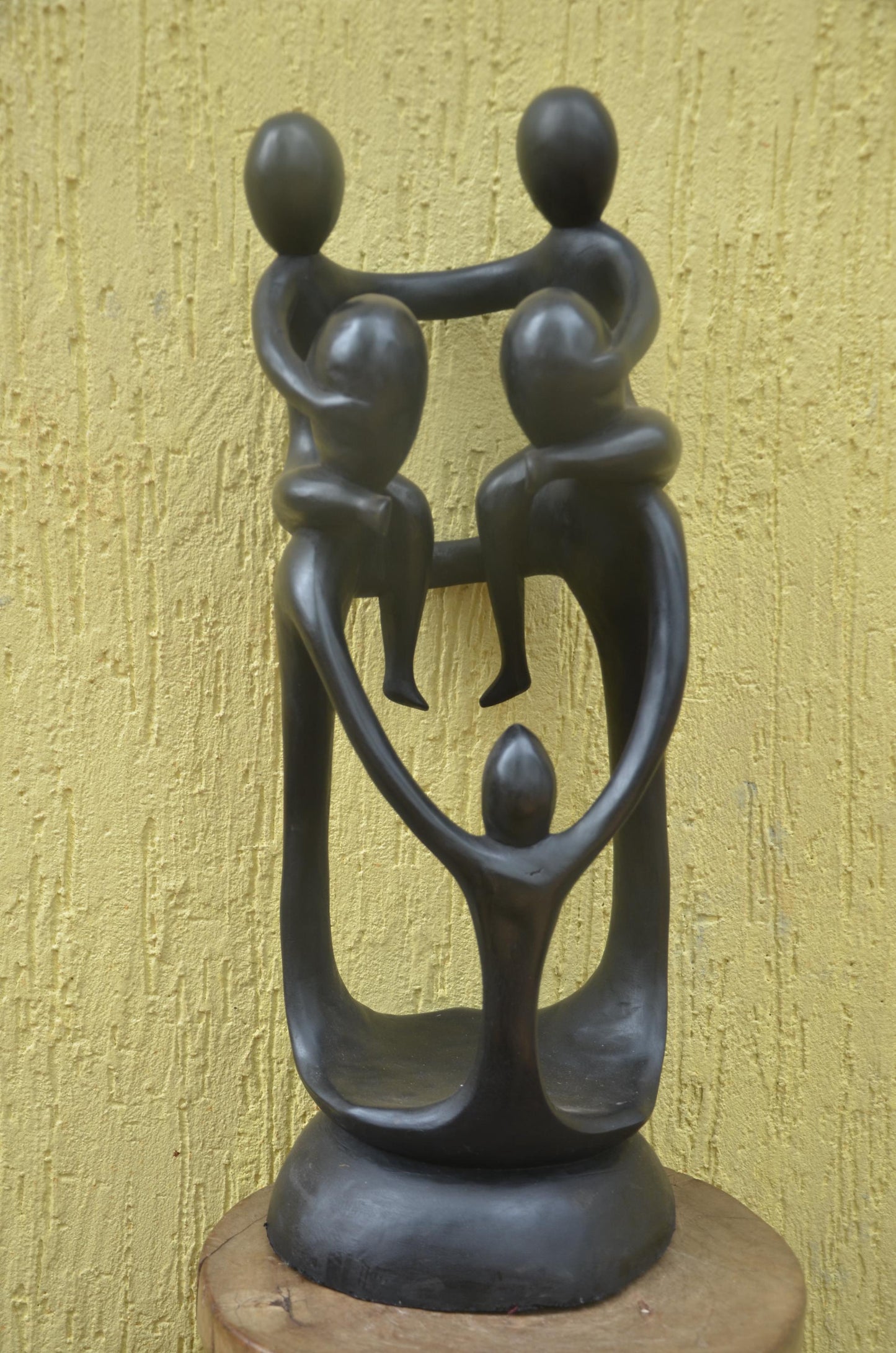 Large Family Unity Sculpture | Abstract African Wood Art | Modernist Hand-Carved Statue