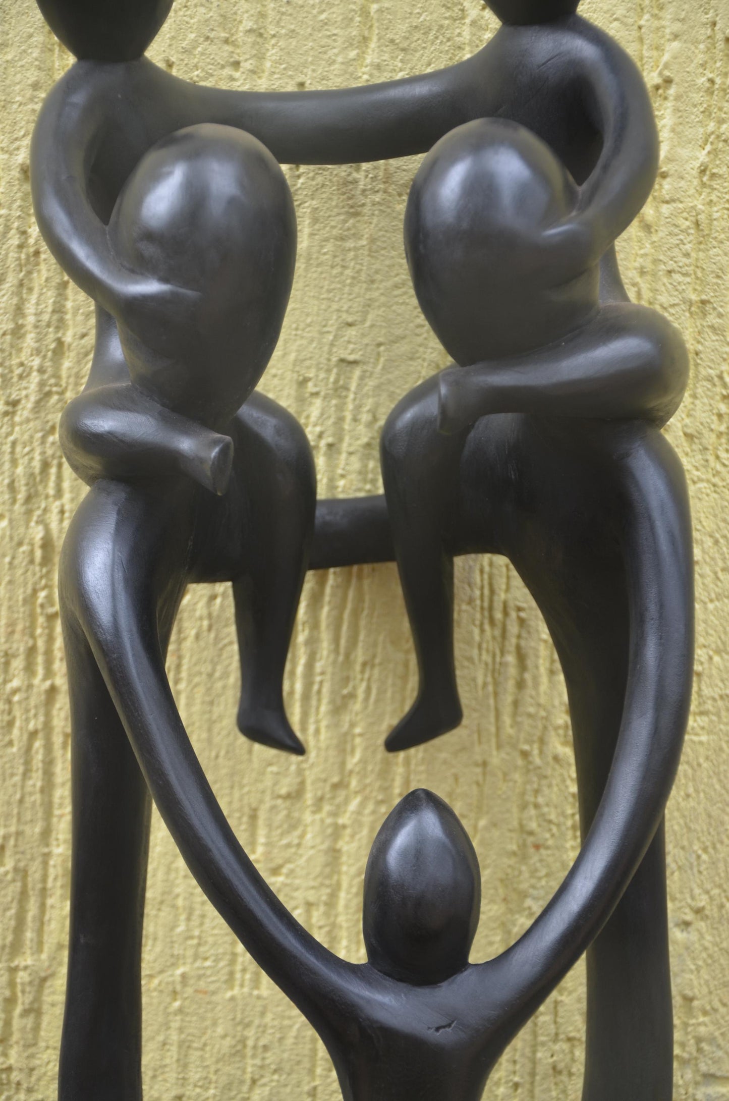 Large Family Unity Sculpture | Abstract African Wood Art | Modernist Hand-Carved Statue