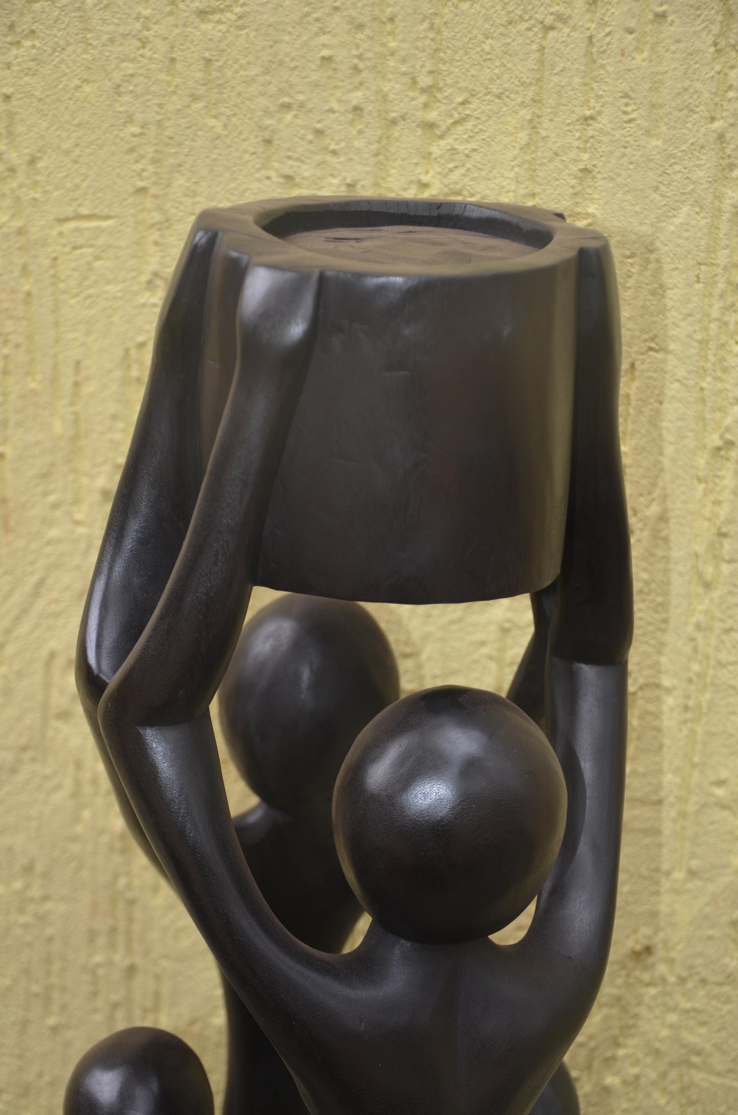 Community Unity Sculpture | Large African Wood Carving | Abstract Interconnected Figure Art