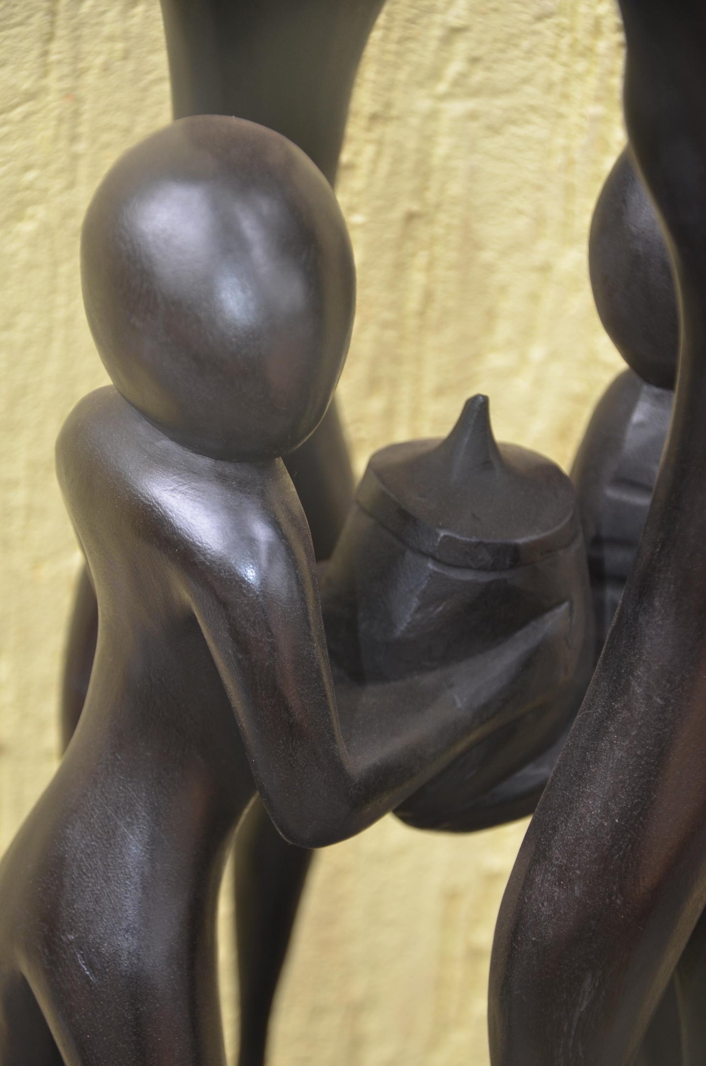 Community Unity Sculpture | Large African Wood Carving | Abstract Interconnected Figure Art
