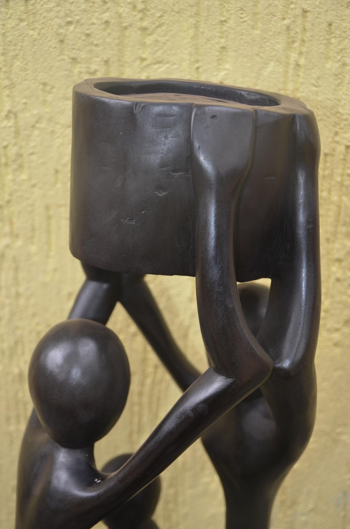 Community Unity Sculpture | Large African Wood Carving | Abstract Interconnected Figure Art